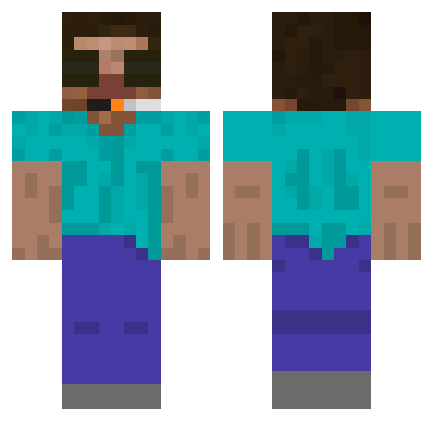 Kylv Minecraft skin, front and back view