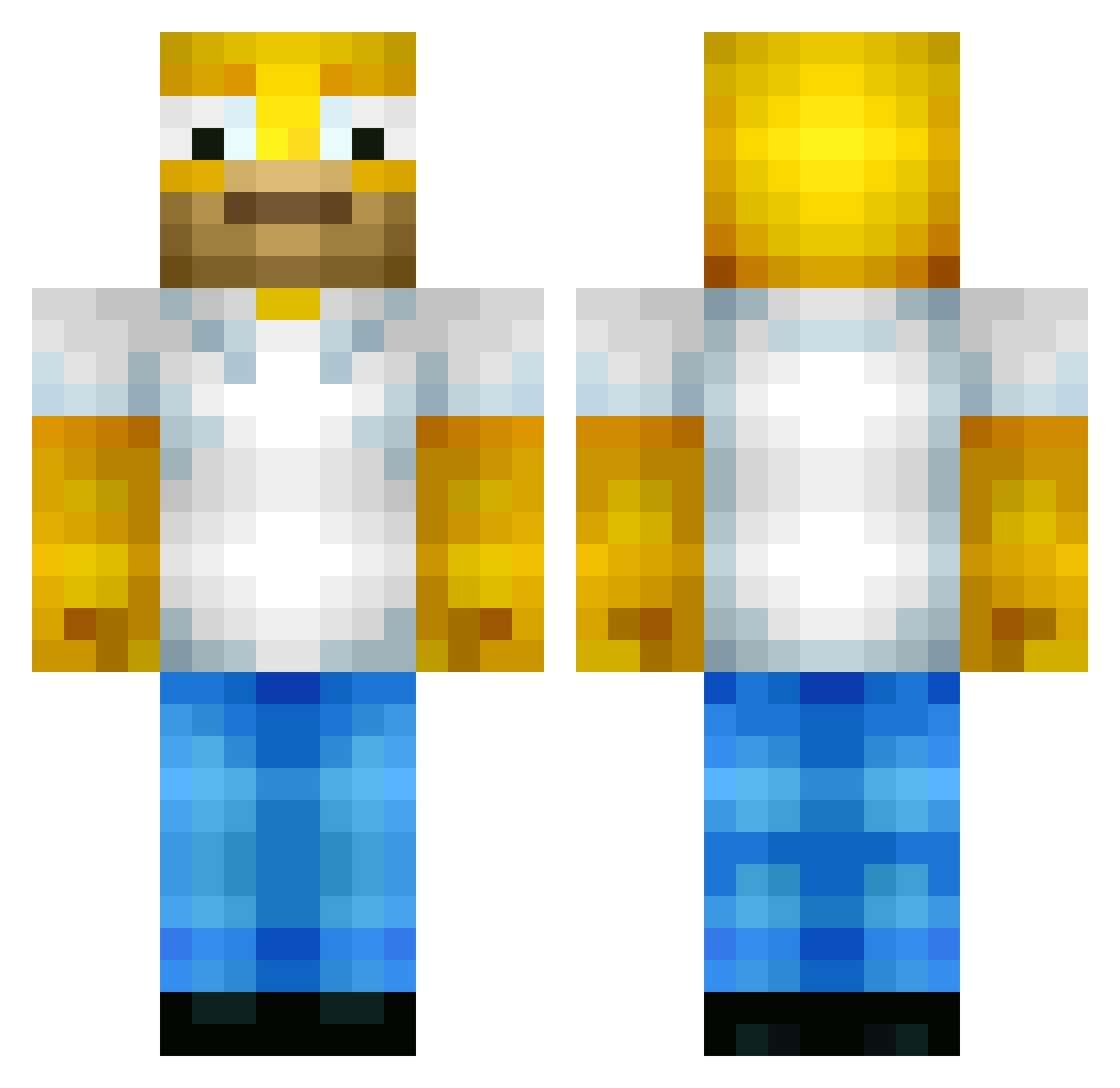 MassiveHubert Minecraft skin, front and back view