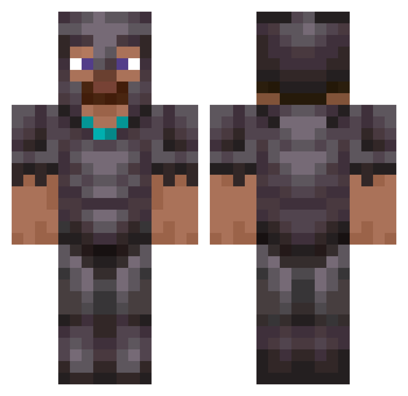 fearreality Minecraft skin, front and back view