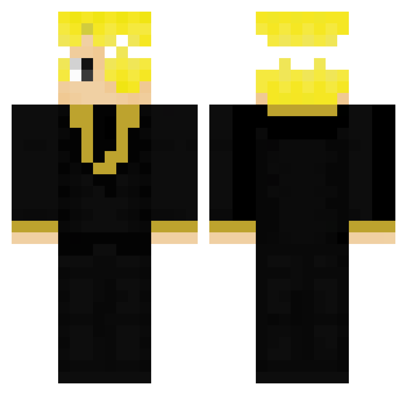BlackAndWhite4 Minecraft skin, front and back view