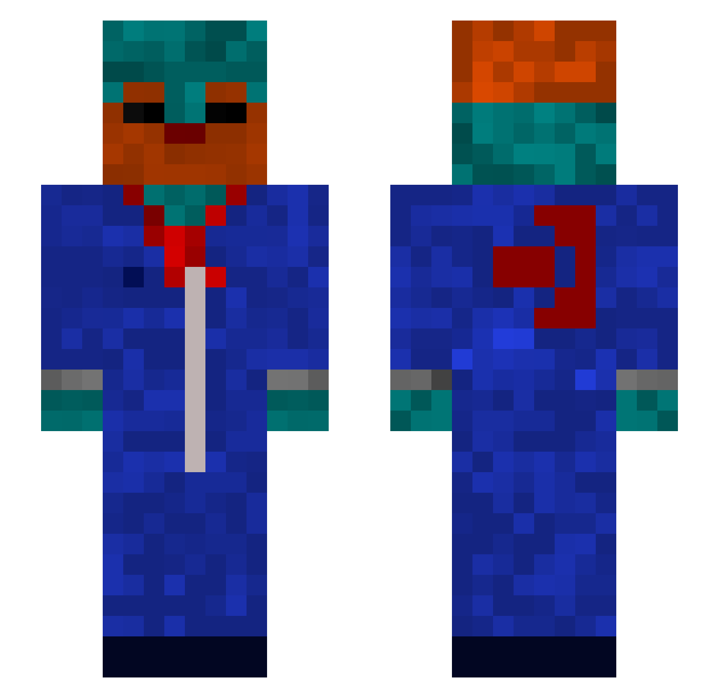 Clupea Minecraft skin, front and back view