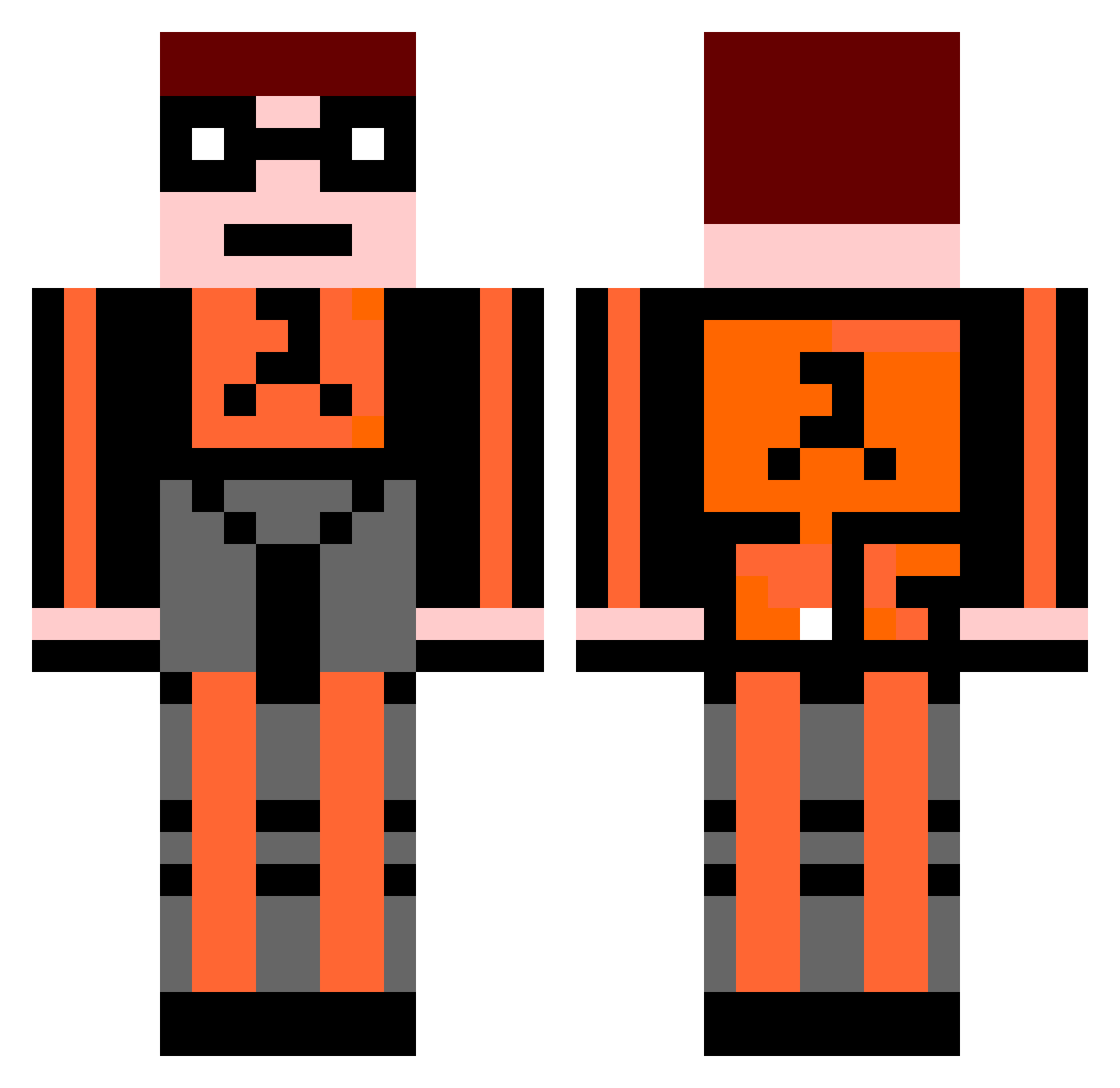 galoshes Minecraft skin, front and back view
