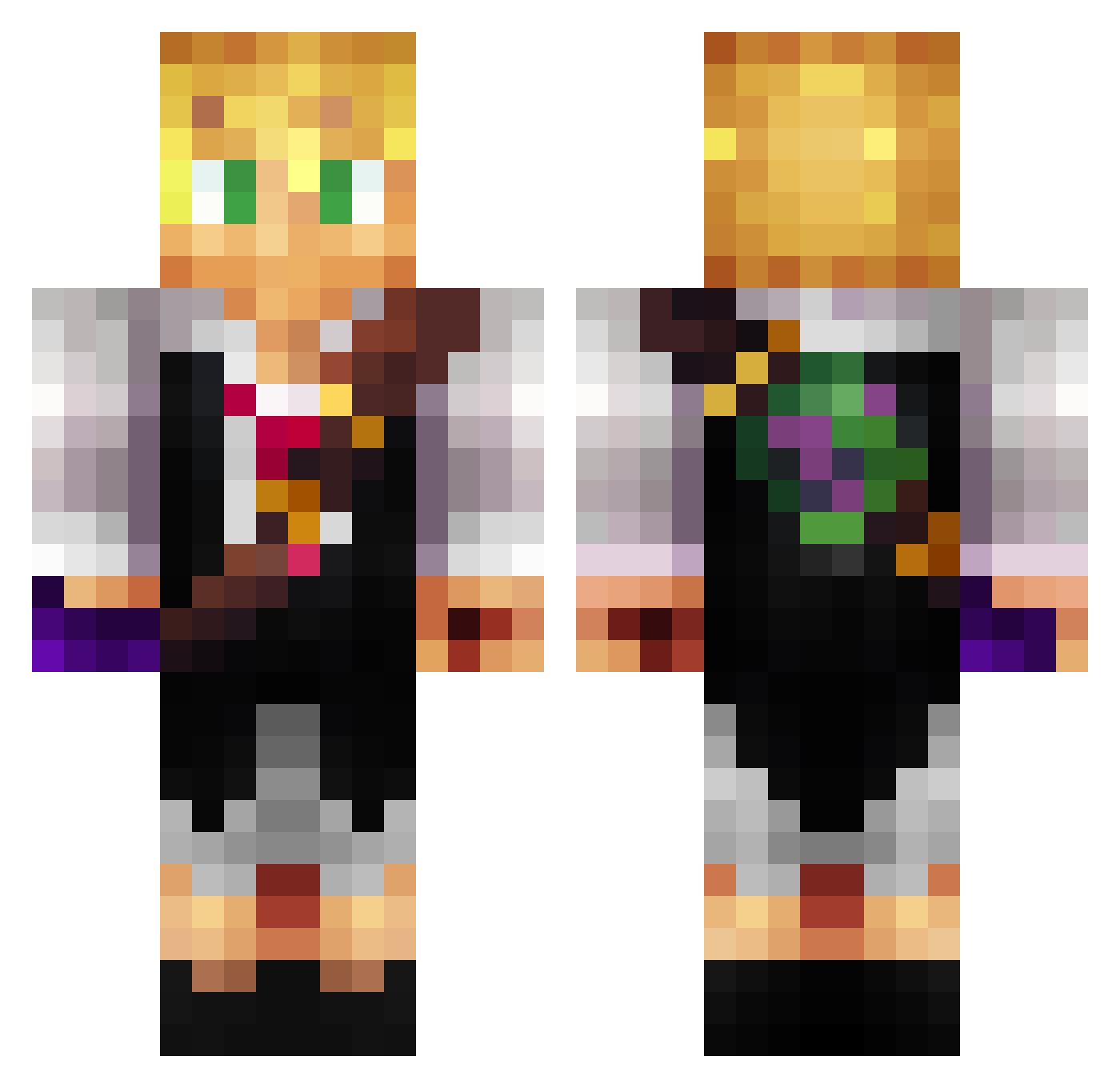 Brunskie Minecraft skin, front and back view