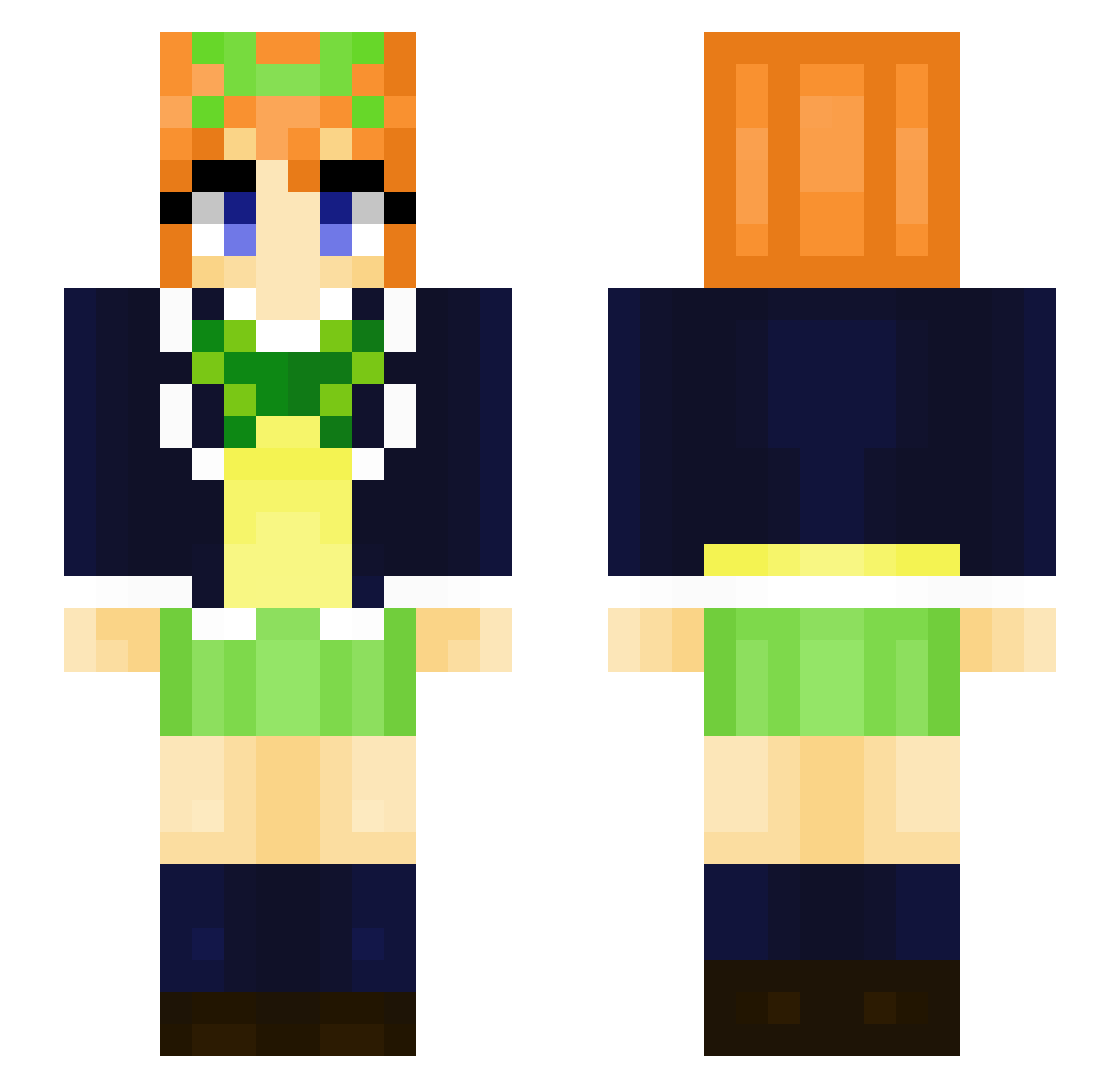 Bobuxboi Minecraft skin, front and back view