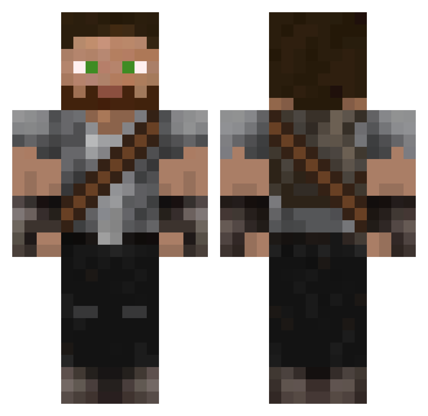 CrazySpoon62 Minecraft skin, front and back view