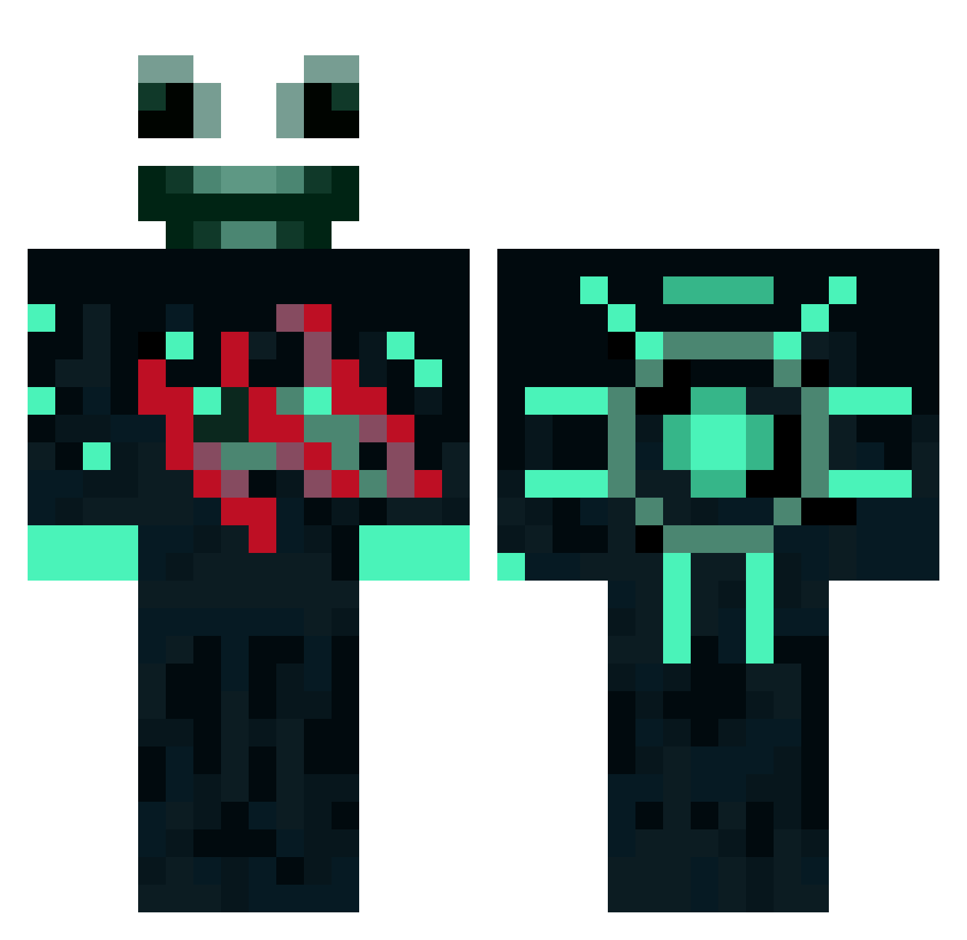 MrPerch Minecraft skin, front and back view