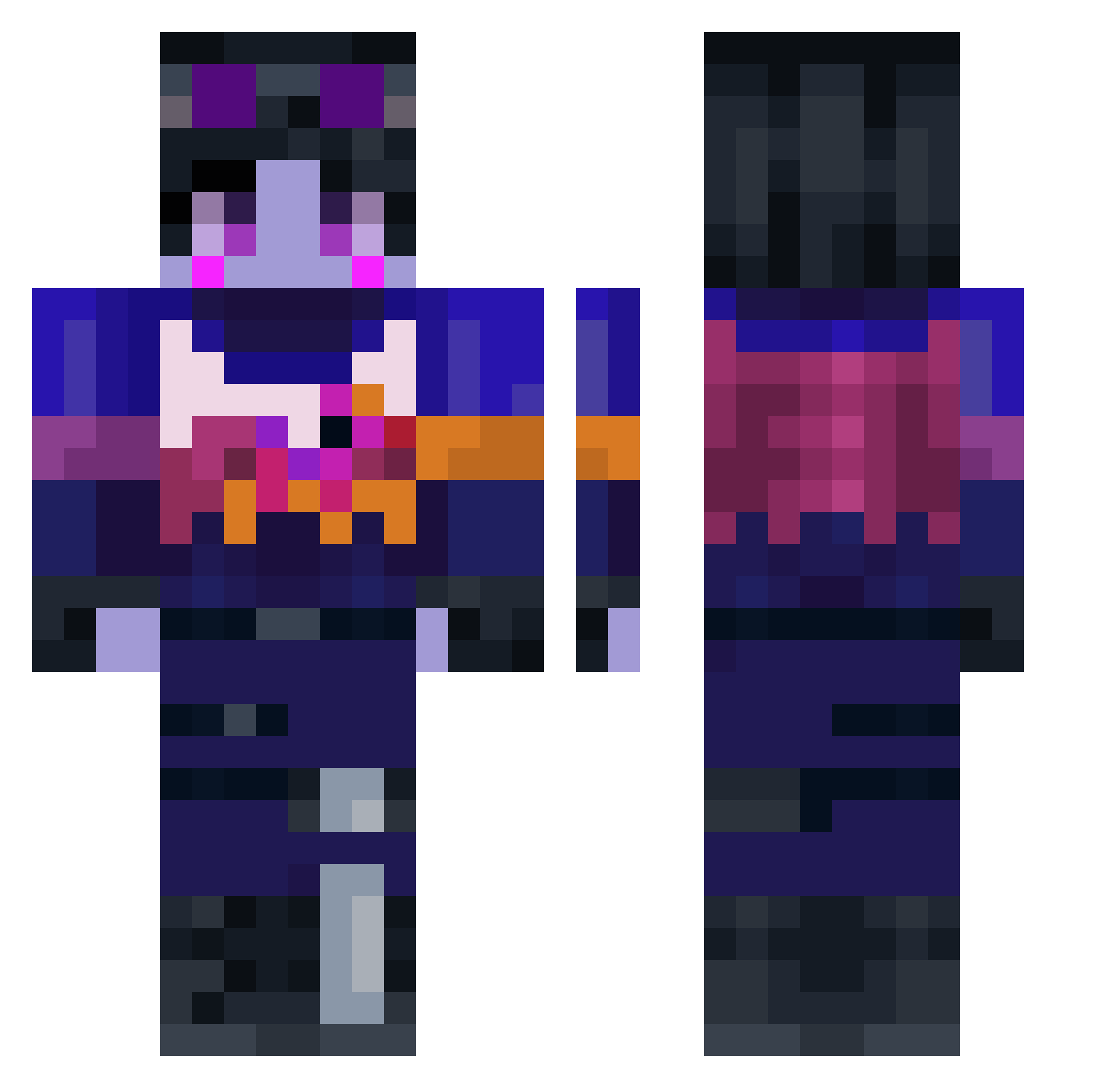 kxbnss Minecraft skin, front and back view