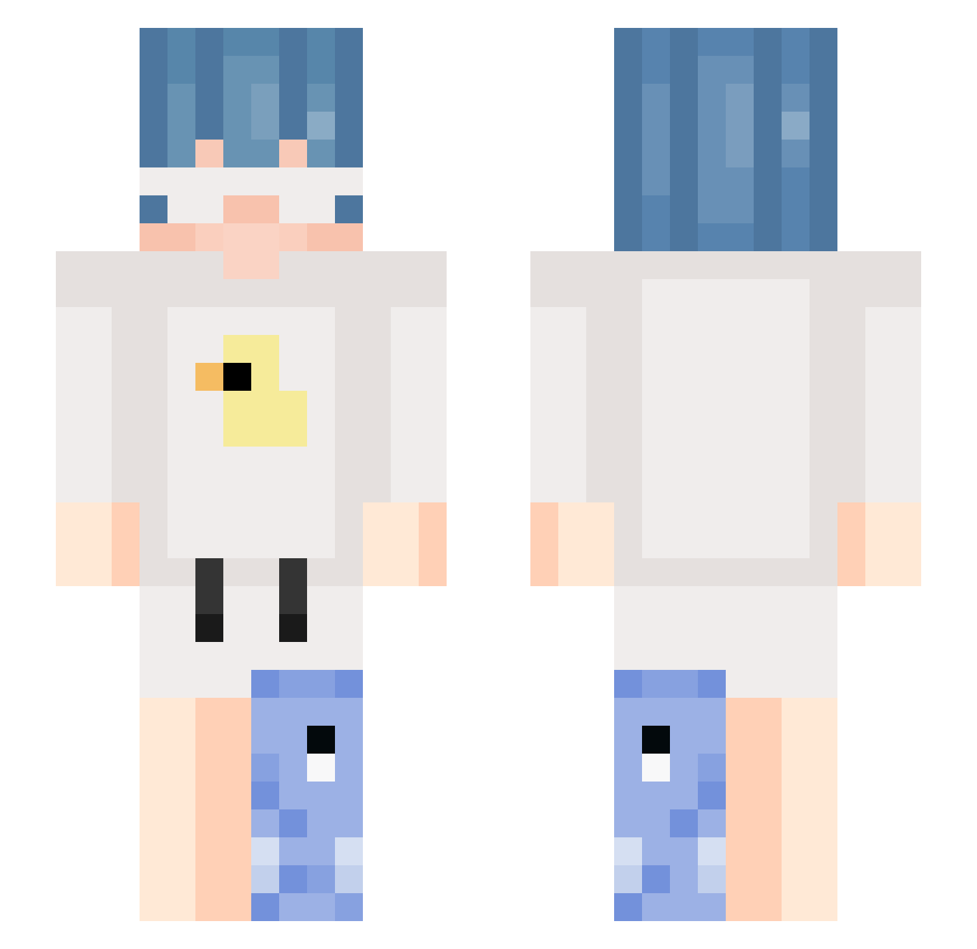 Abzys Minecraft skin, front and back view
