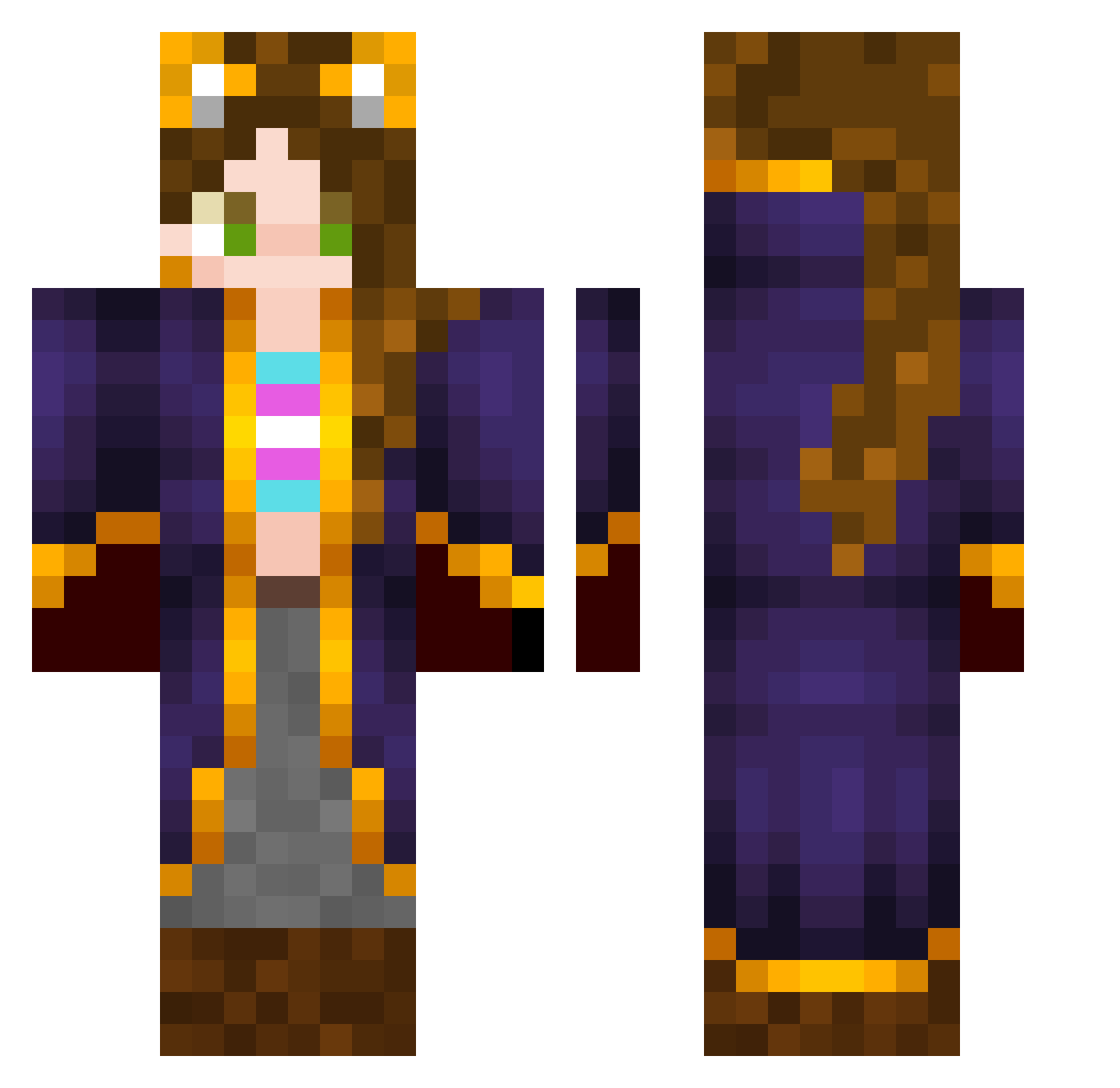 QueenGizzard_ Minecraft skin, front and back view