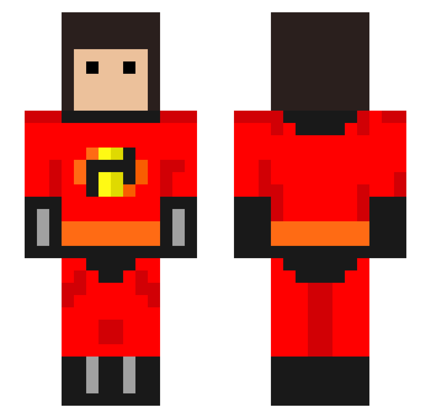 KillAuraNope Minecraft skin, front and back view