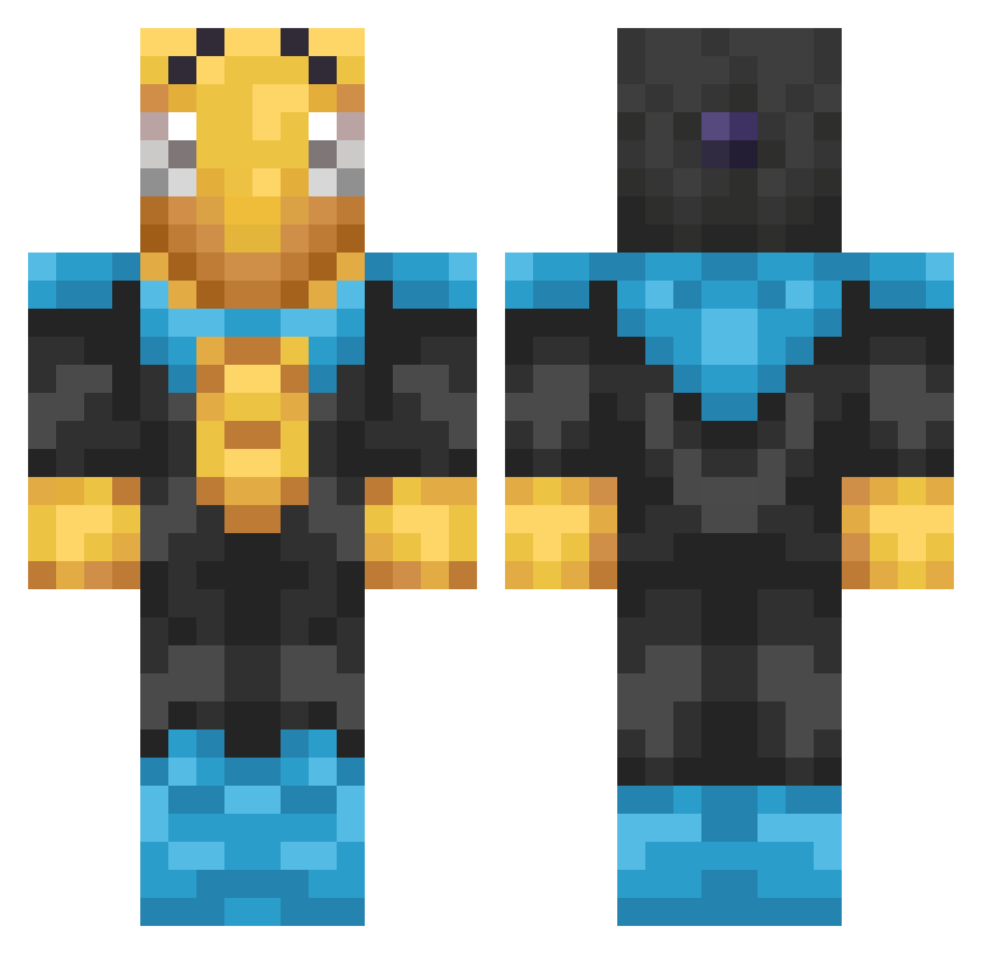 IDontShareFood Minecraft skin, front and back view