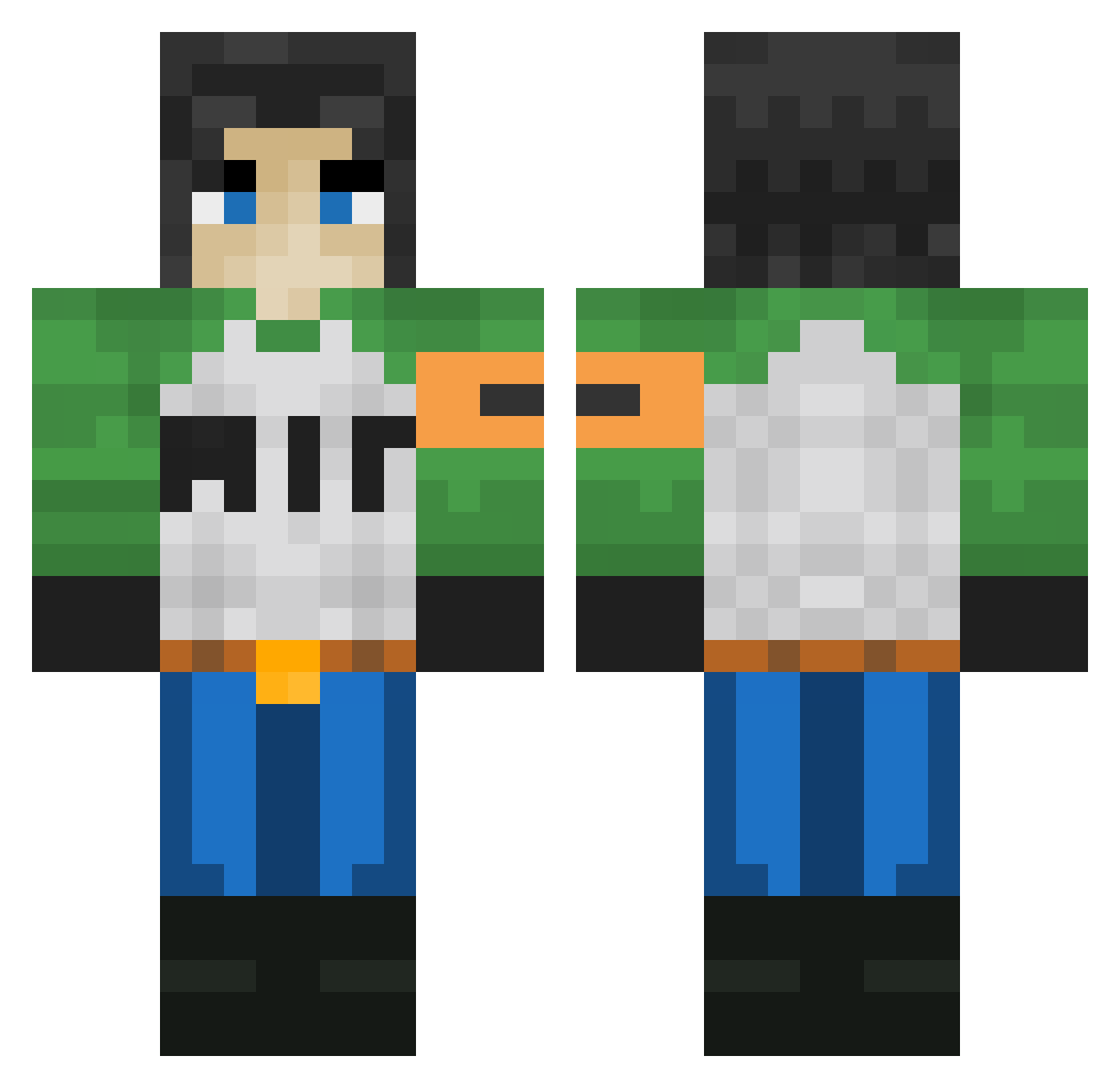 hyderhunter Minecraft skin, front and back view