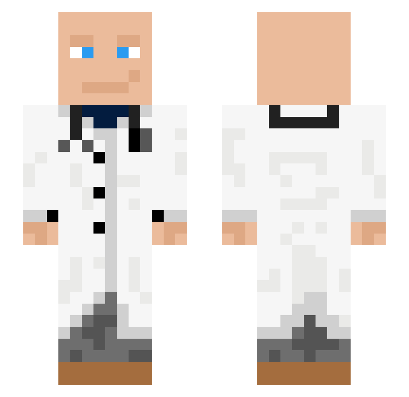 ausgewachsener Minecraft skin, front and back view