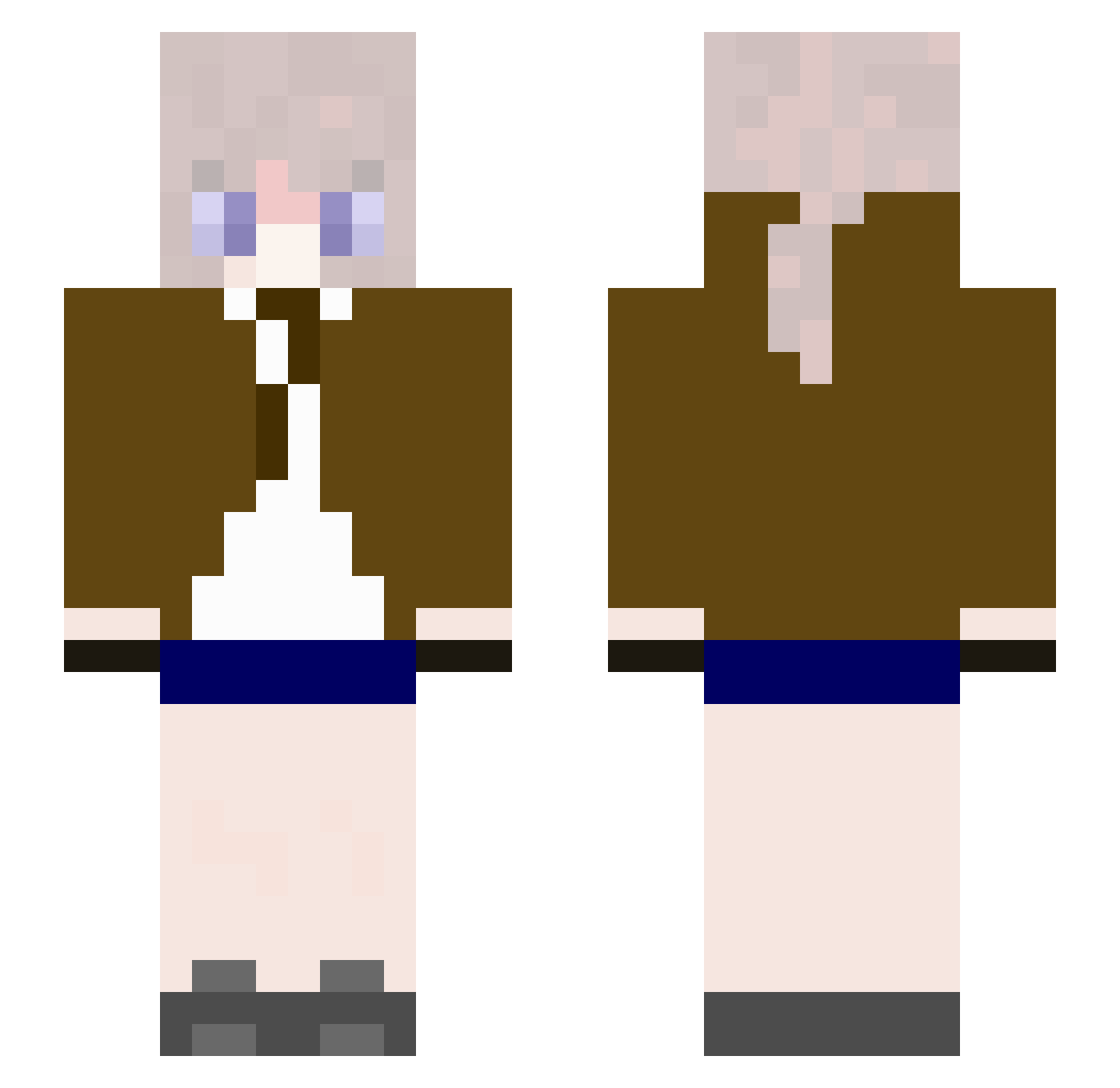 zhuhx Minecraft skin, front and back view