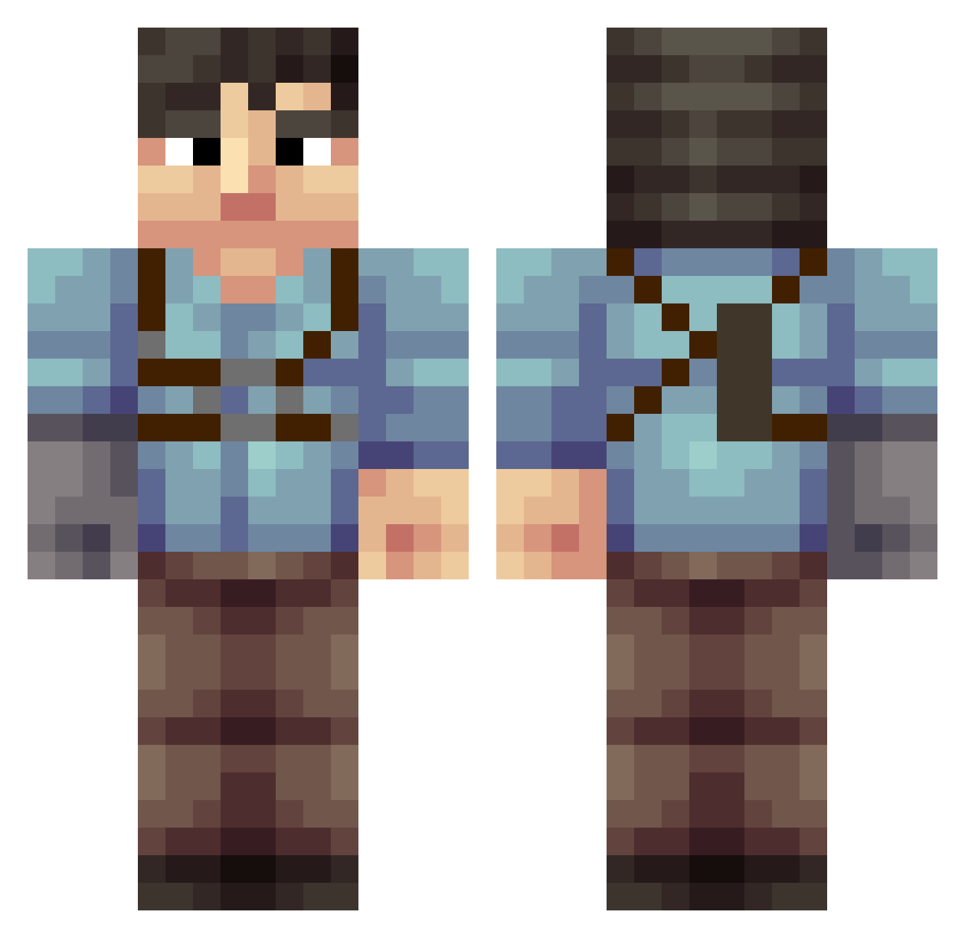 Inca777 Minecraft skin, front and back view