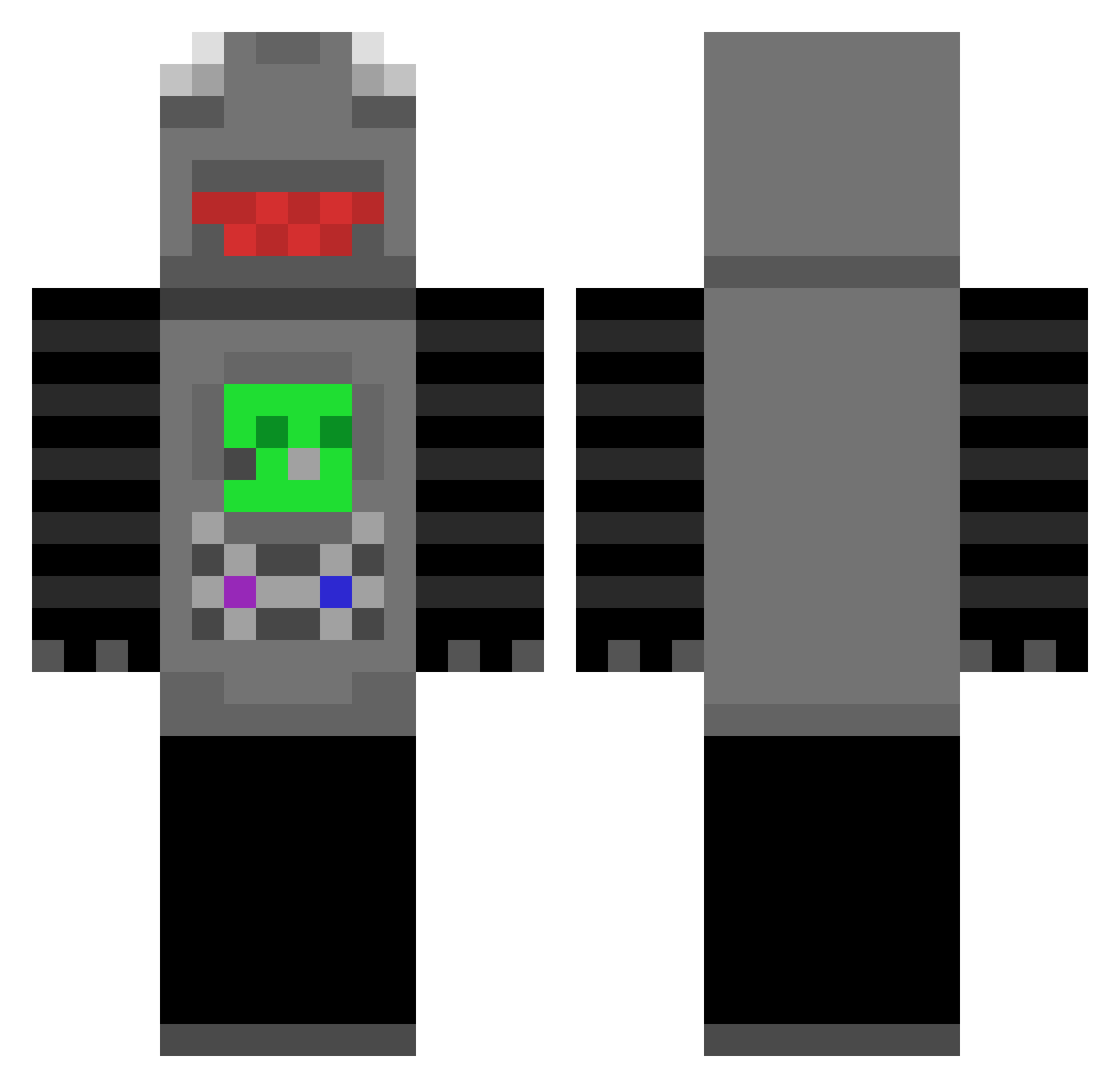 Hysteria Minecraft skin, front and back view