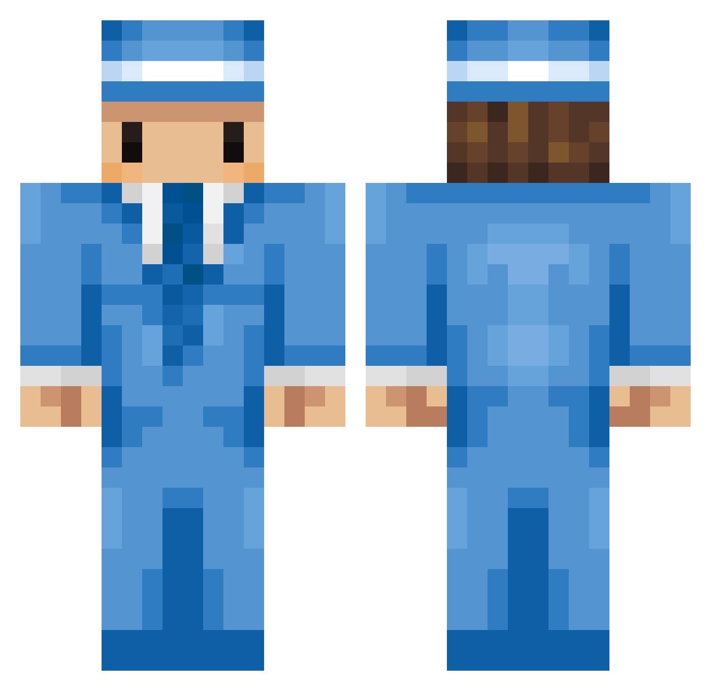 Nibshanks Minecraft skin, front and back view