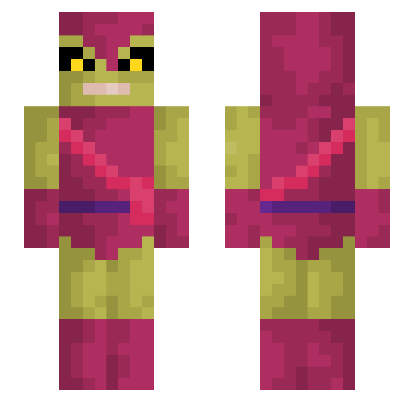 2u22 Minecraft skin, front and back view