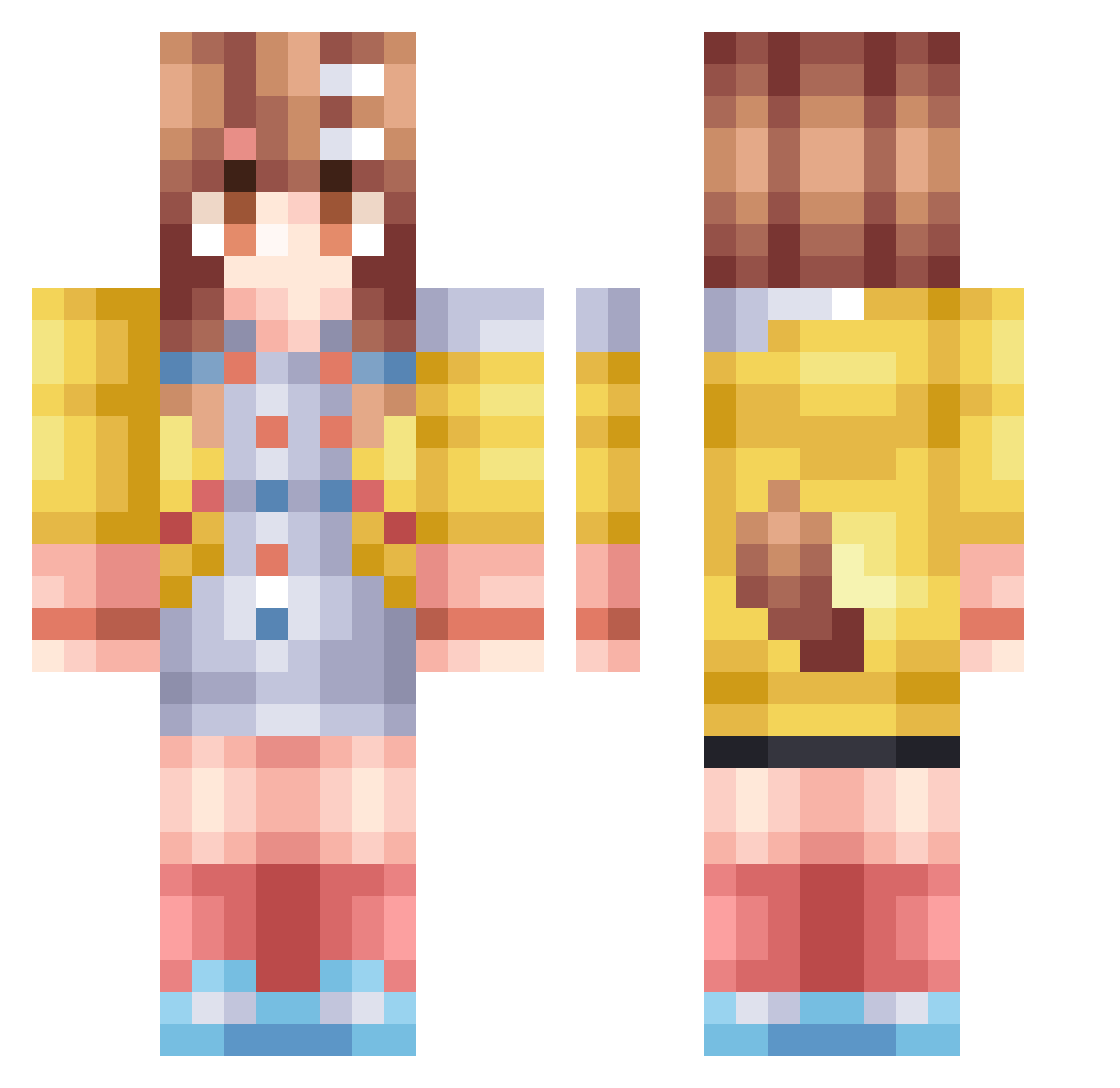 GLADOS123456 Minecraft skin, front and back view
