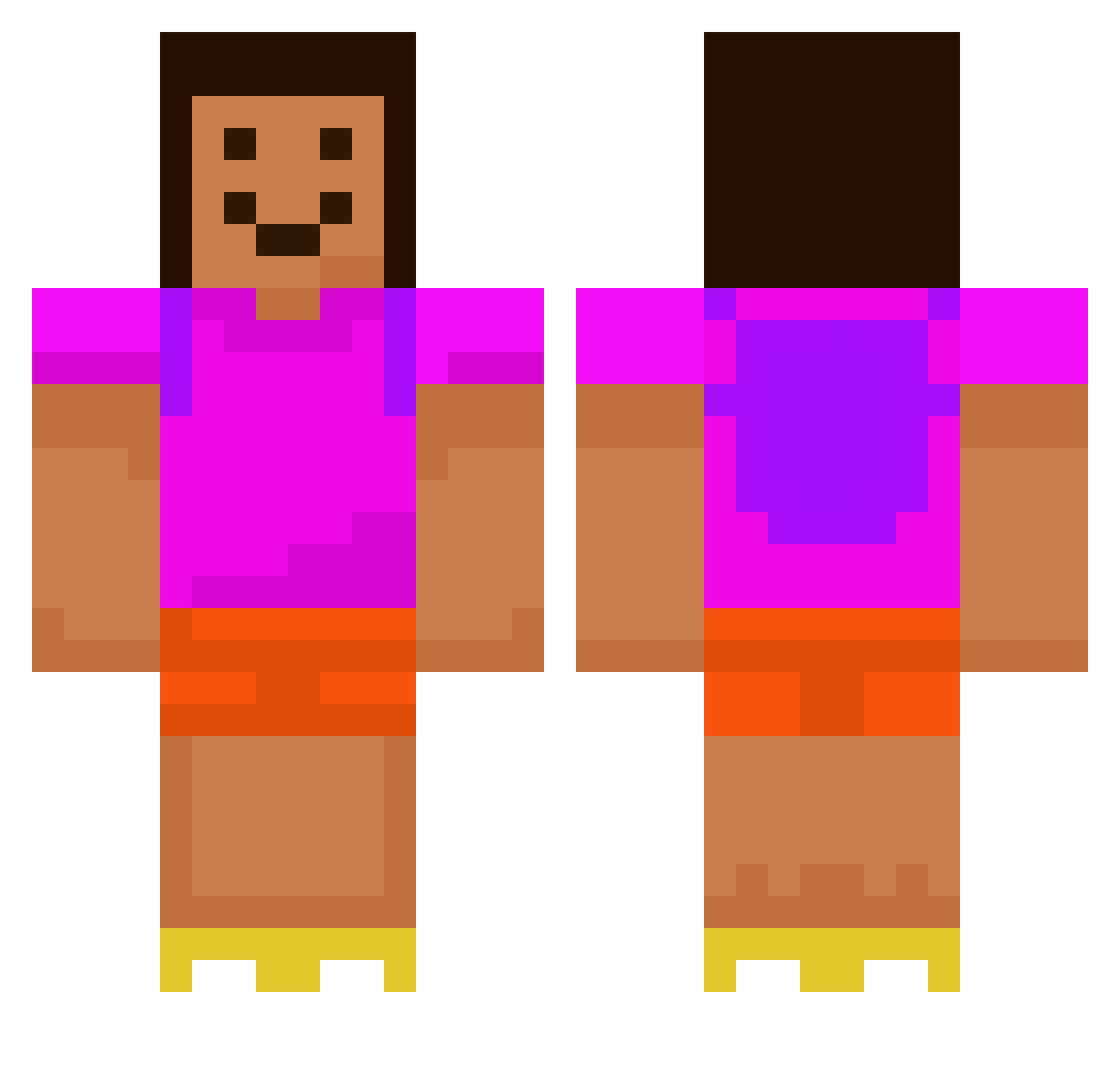 MamaMelker Minecraft skin, front and back view