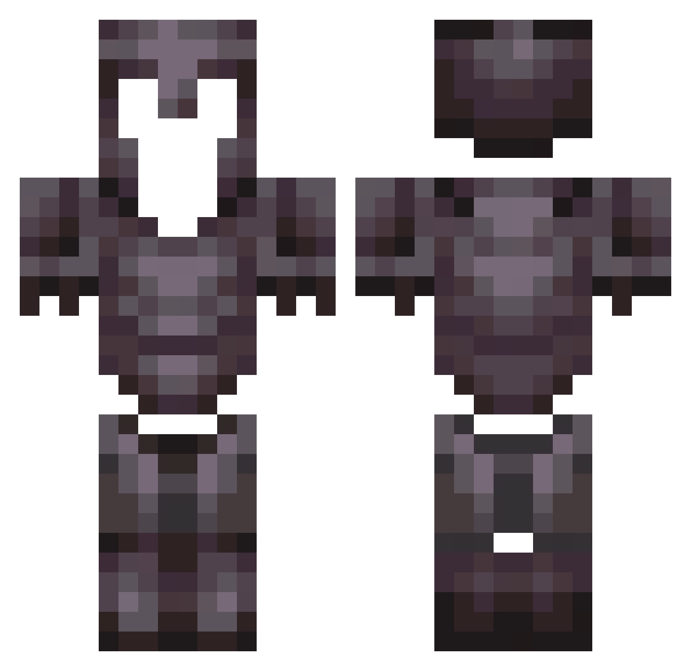 DeathPulse202 Minecraft skin, front and back view