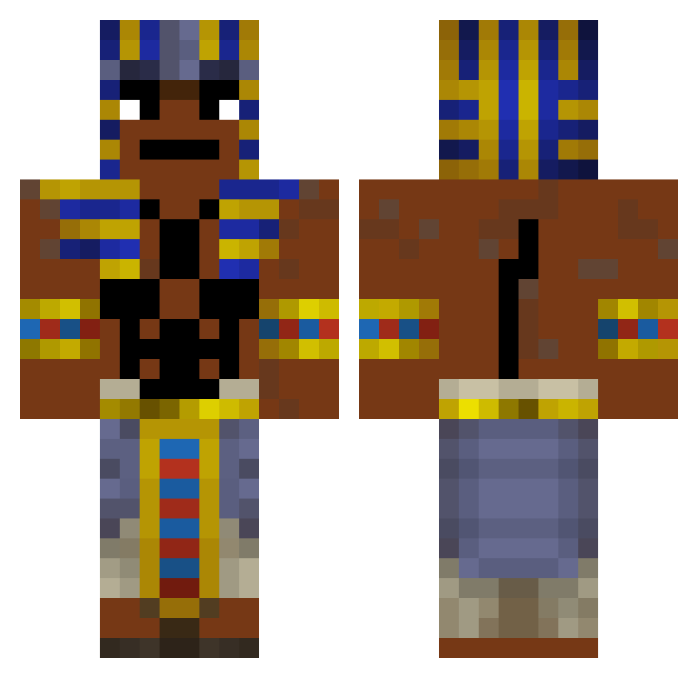 onag Minecraft skin, front and back view