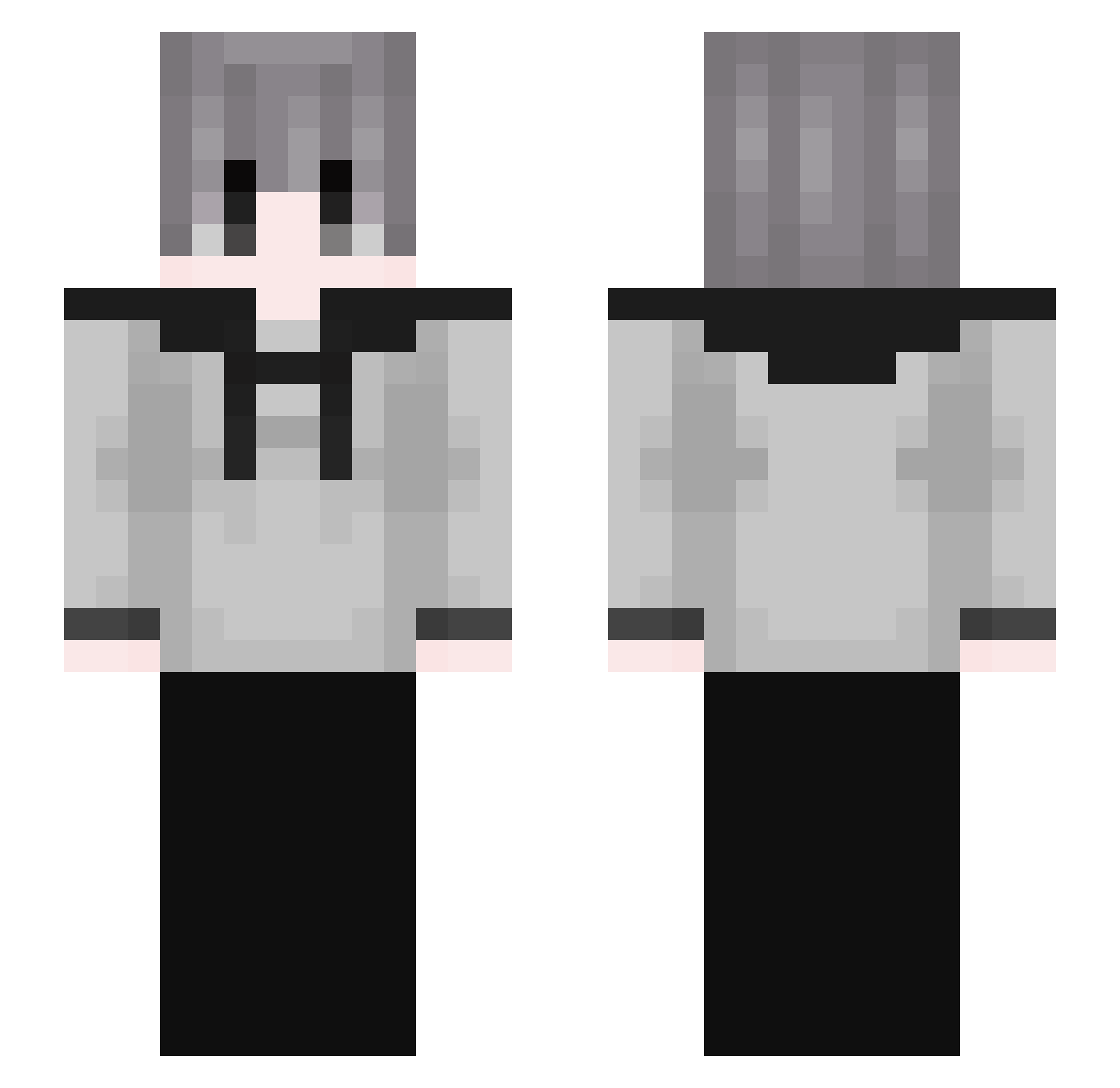m0NISY Minecraft skin, front and back view