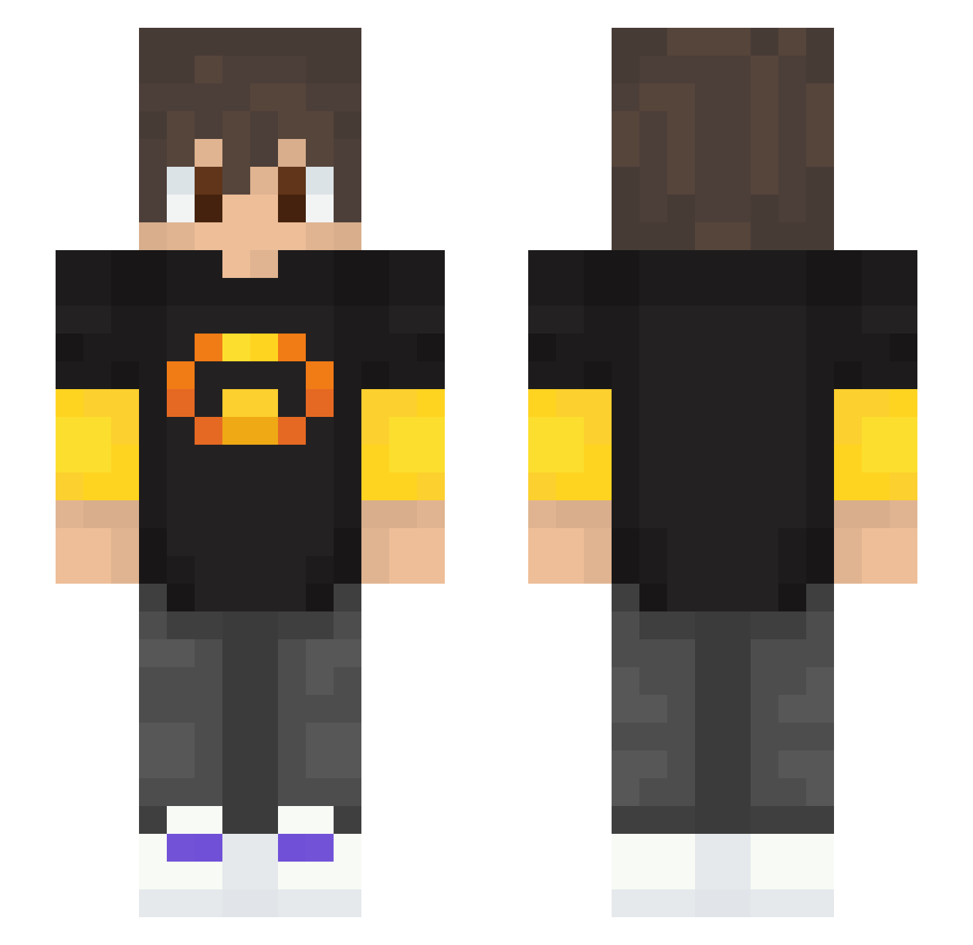 BzkCAM Minecraft skin, front and back view