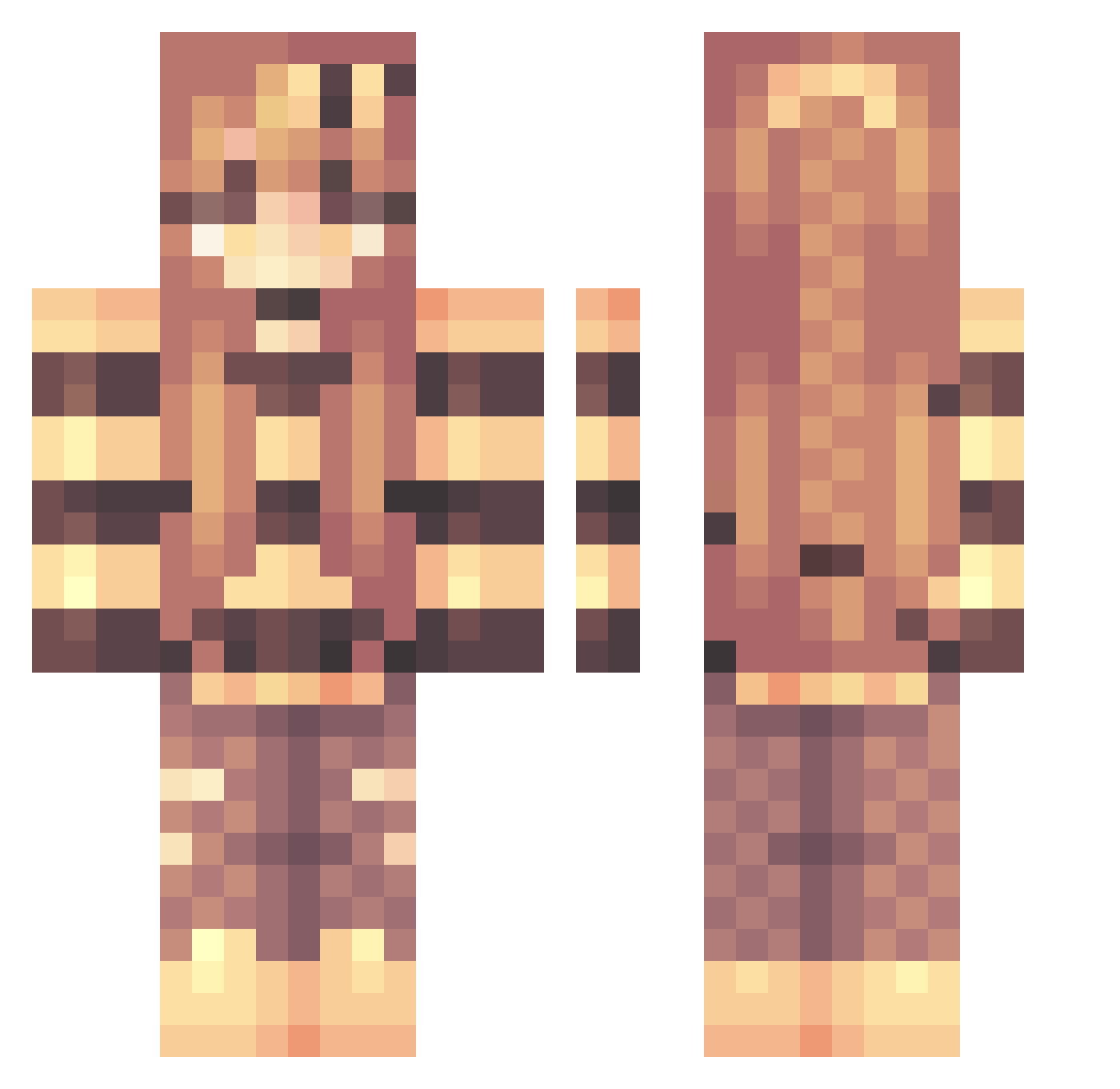 Trapshut Minecraft skin, front and back view