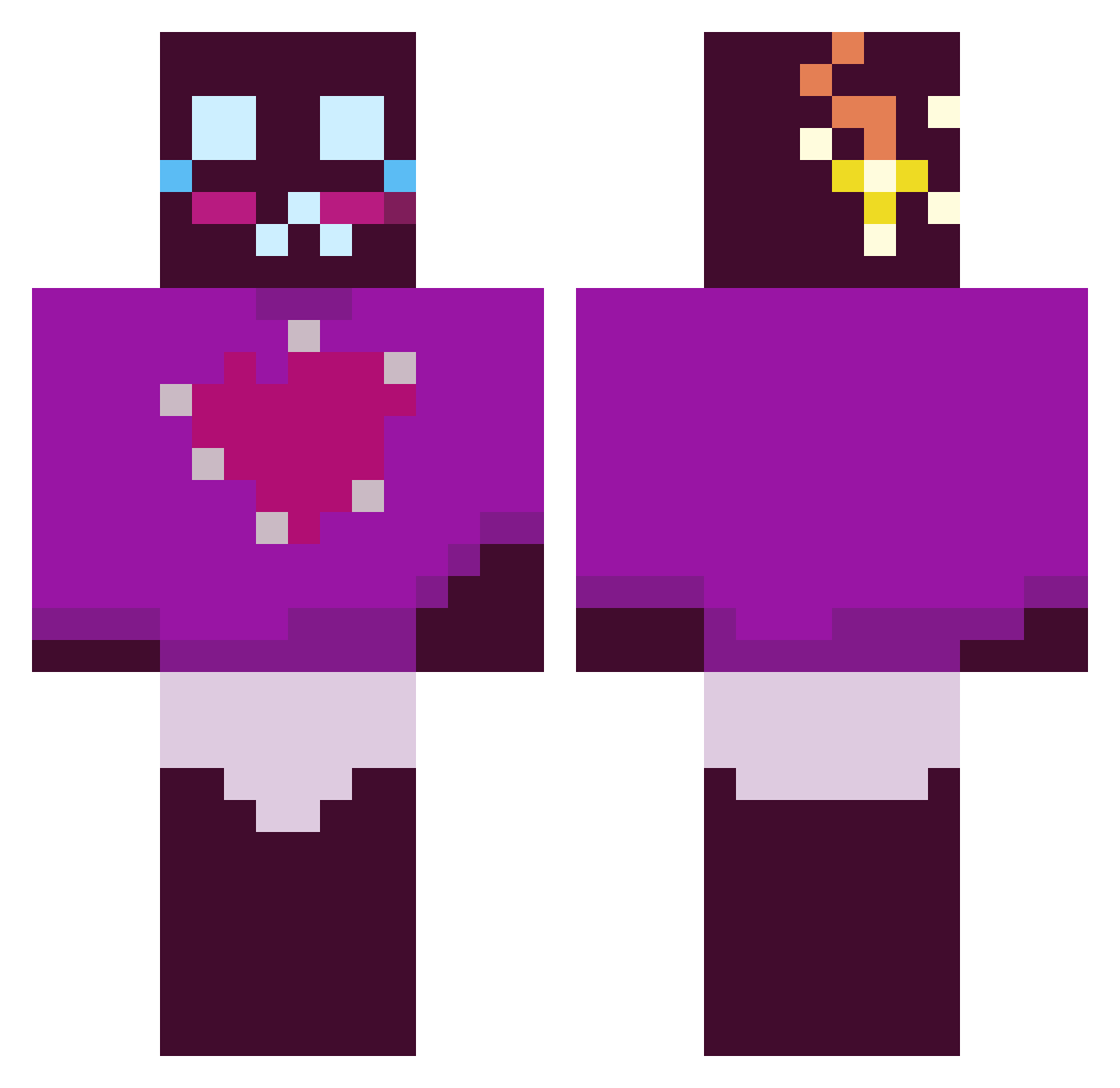 BombThatImplodes Minecraft skin, front and back view
