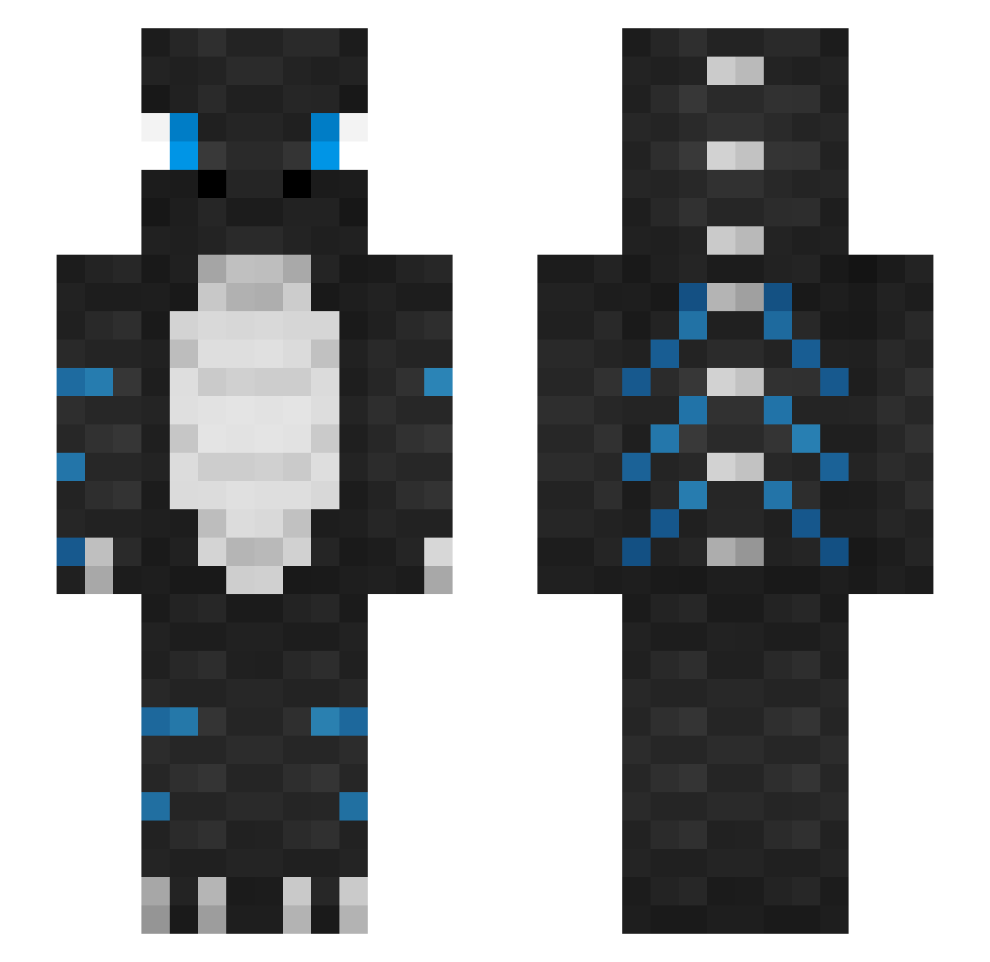 Norellas Minecraft skin, front and back view