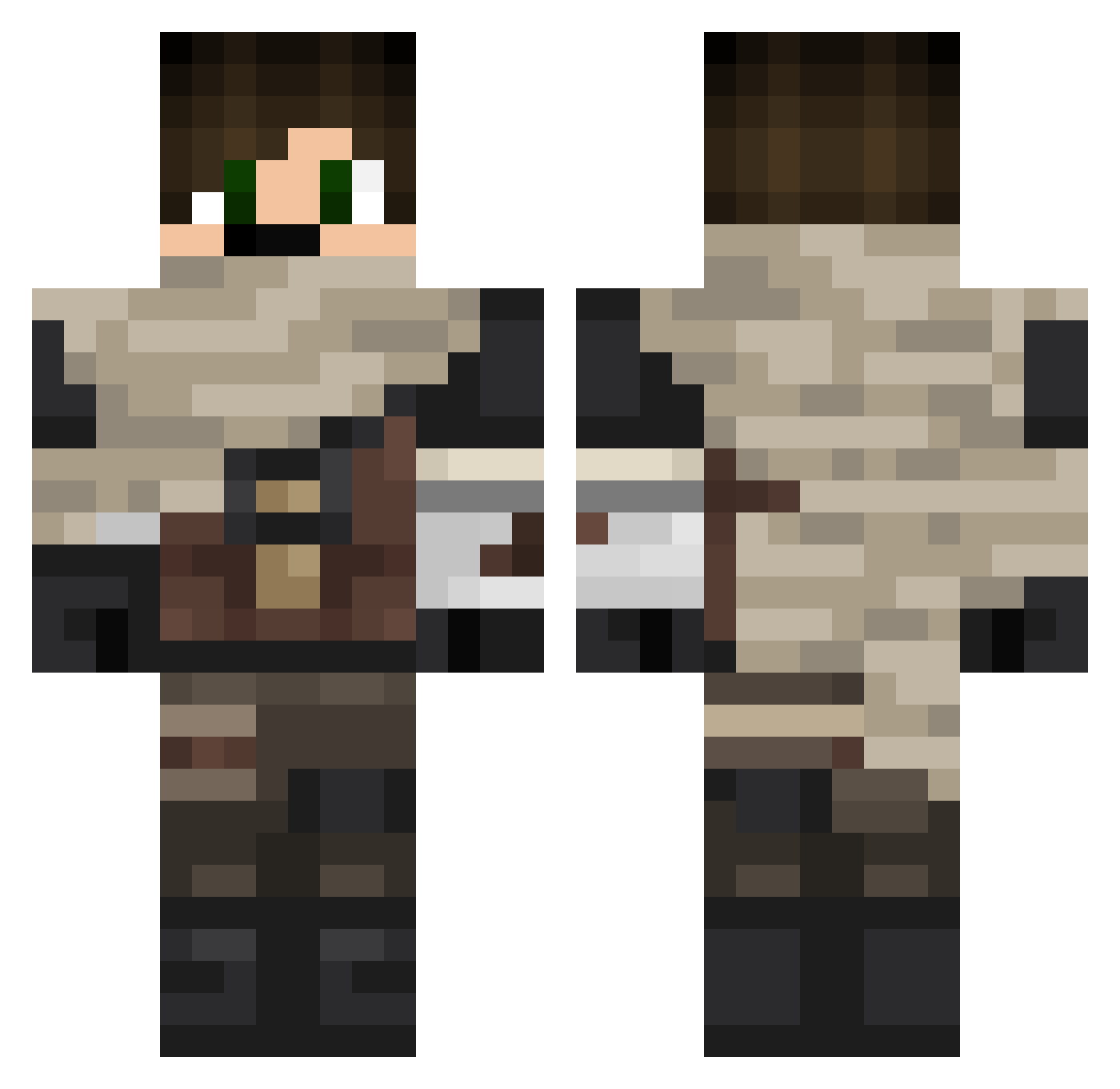 Prexxtes Minecraft skin, front and back view