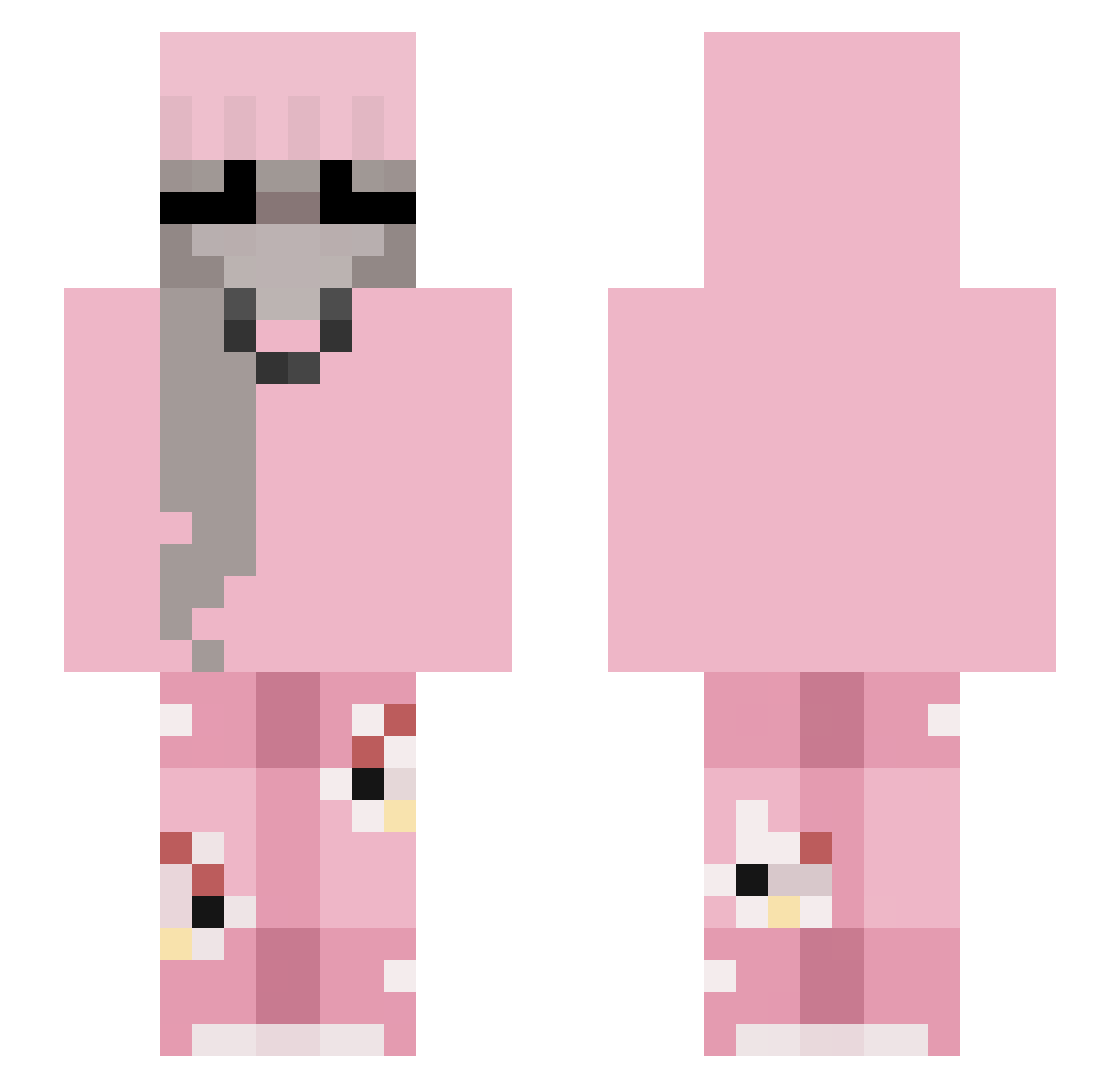 qaqr Minecraft skin, front and back view