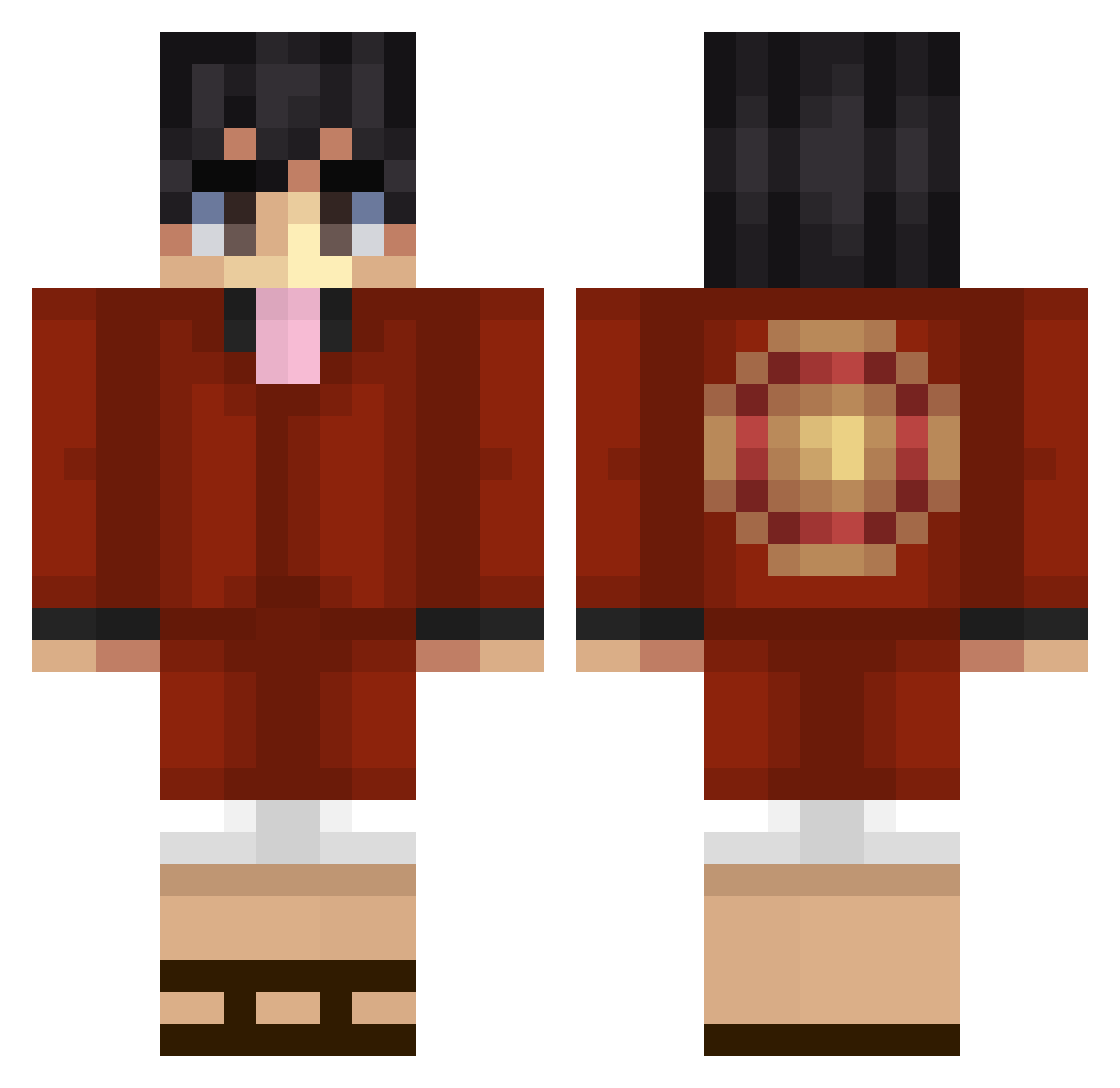 Gxckko Minecraft skin, front and back view