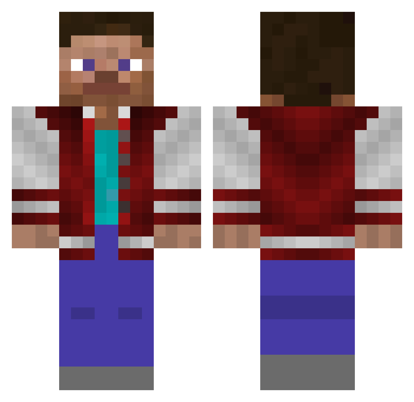 Prypi Minecraft skin, front and back view