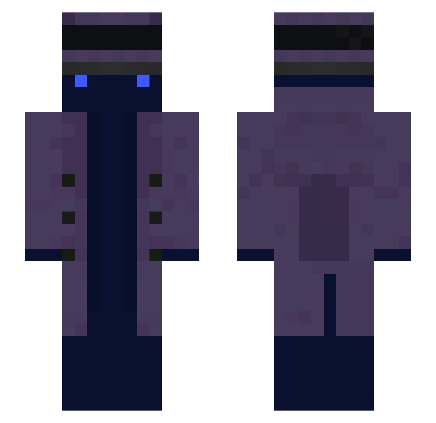 Luckyux Minecraft skin, front and back view