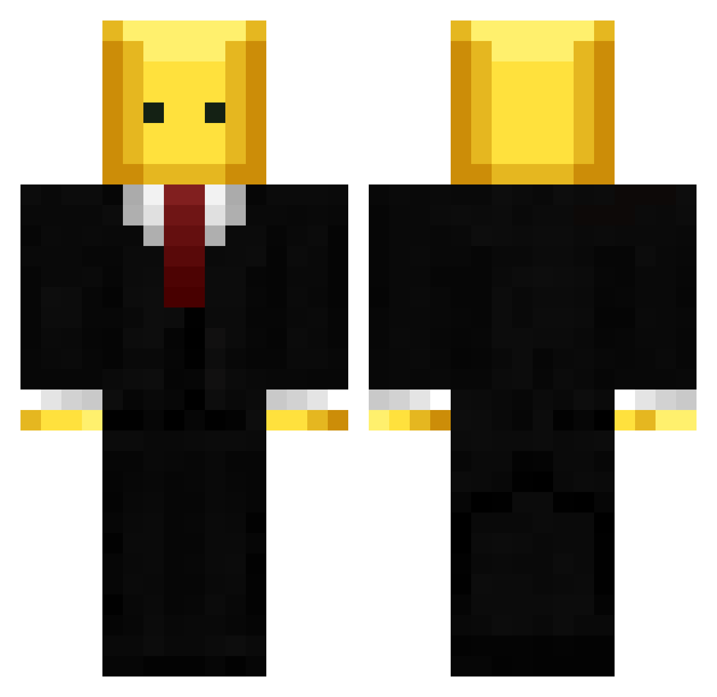 spelling Minecraft skin, front and back view