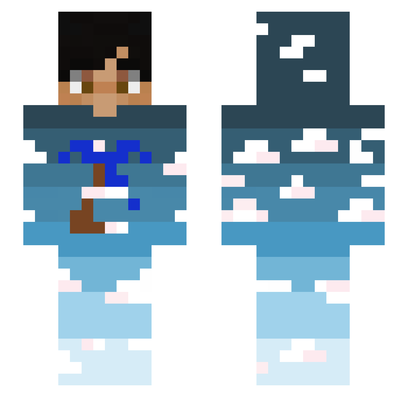 PingPalm Minecraft skin, front and back view