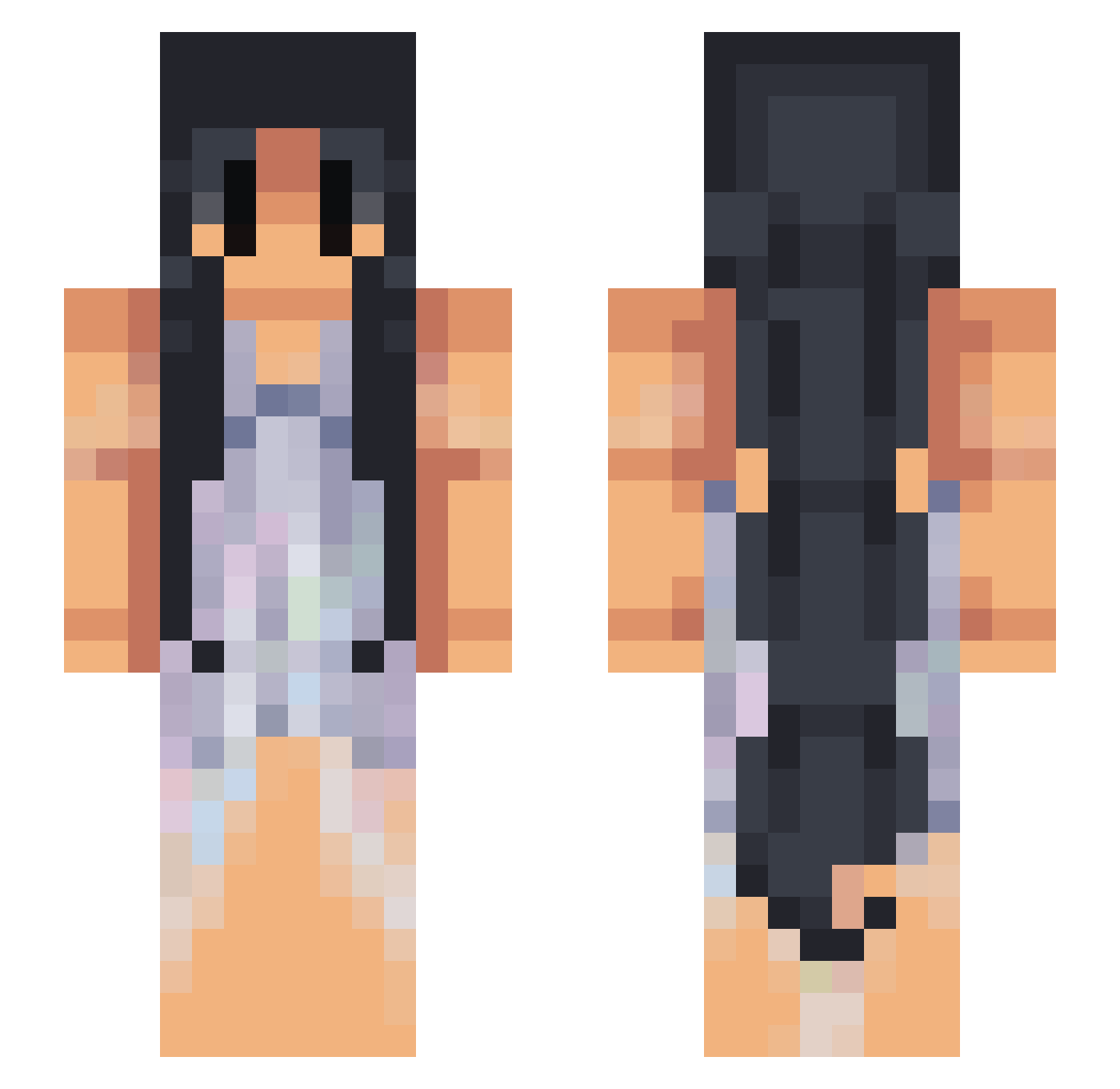 Andia Minecraft skin, front and back view