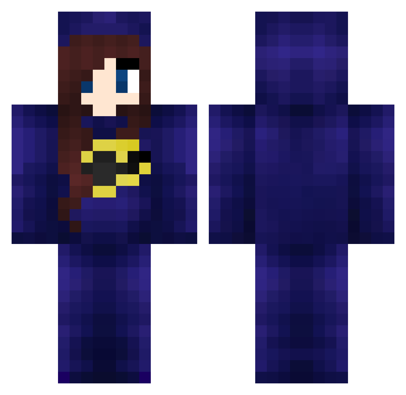 Helltried Minecraft skin, front and back view