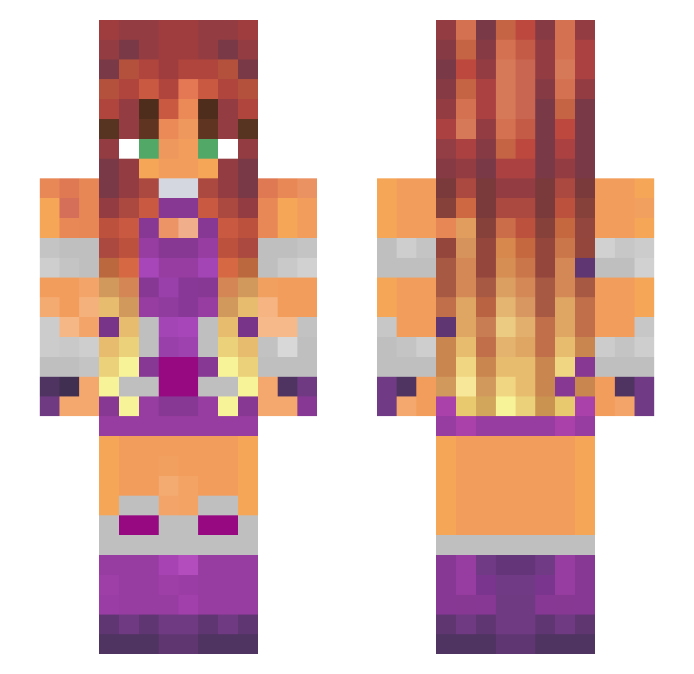 pretty_soul Minecraft skin, front and back view