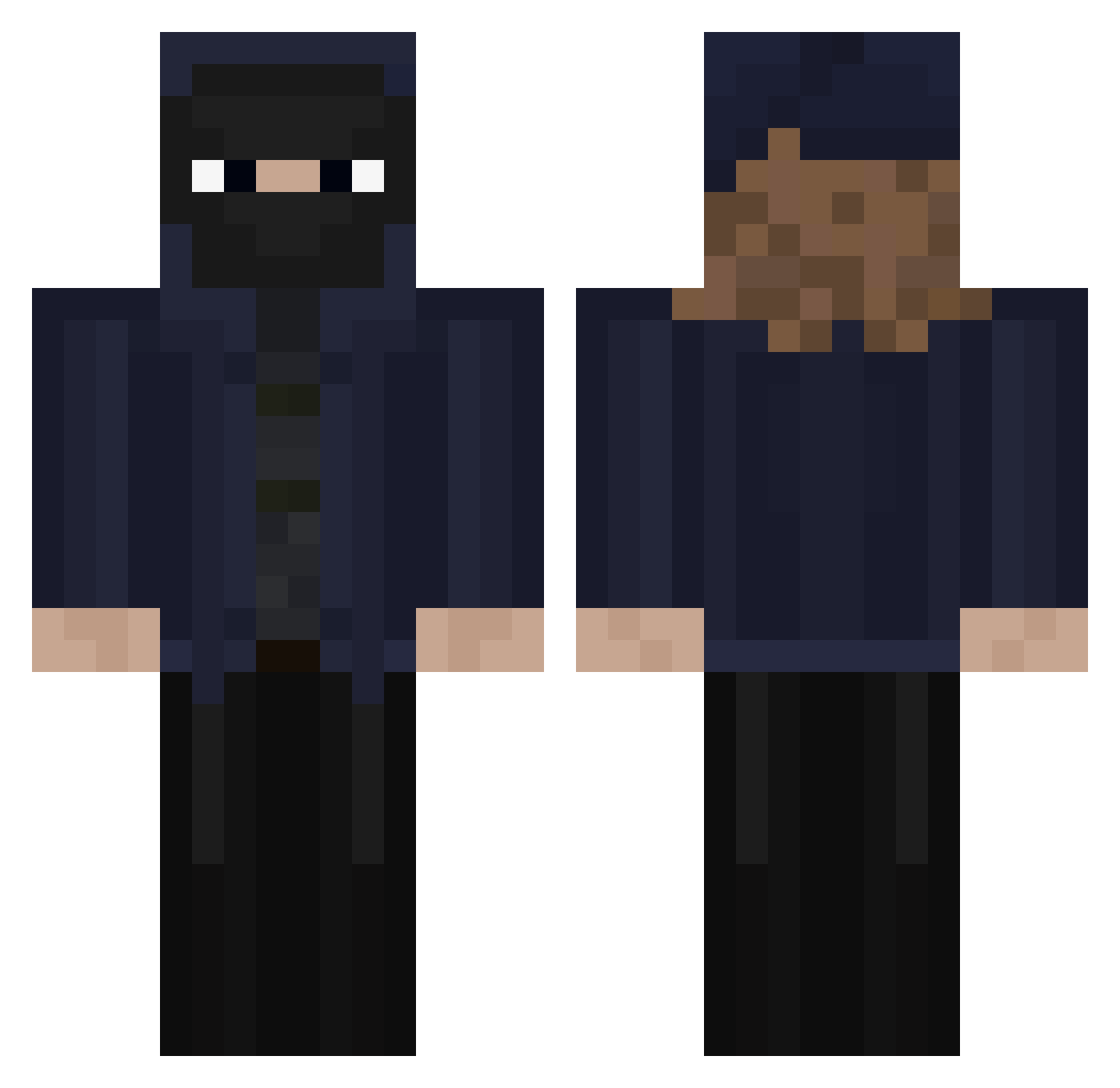 ORganoid Minecraft skin, front and back view
