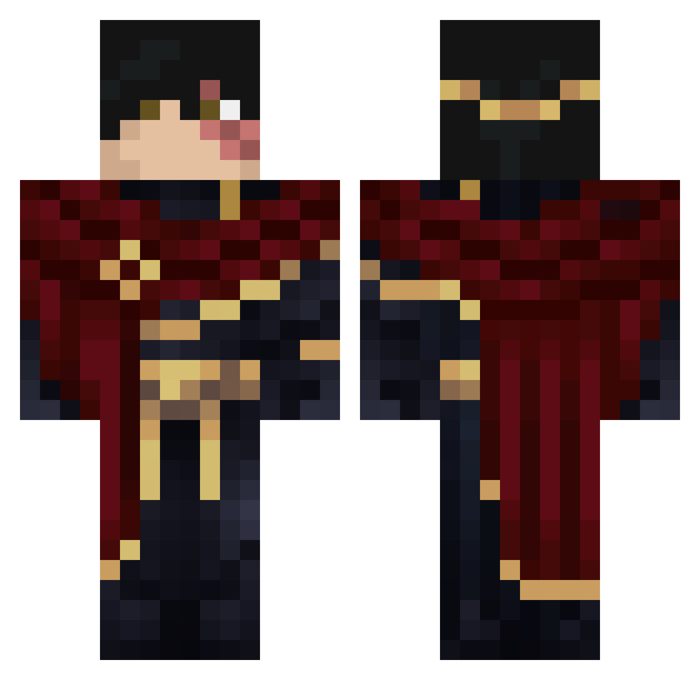 AxelDerp Minecraft skin, front and back view