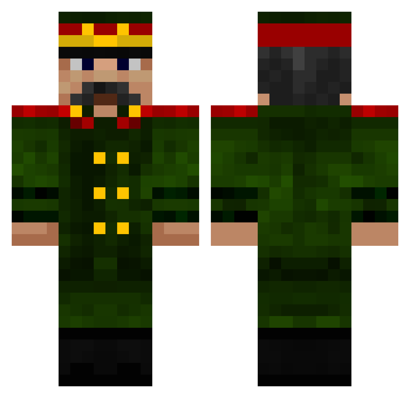 Spirocs Minecraft skin, front and back view