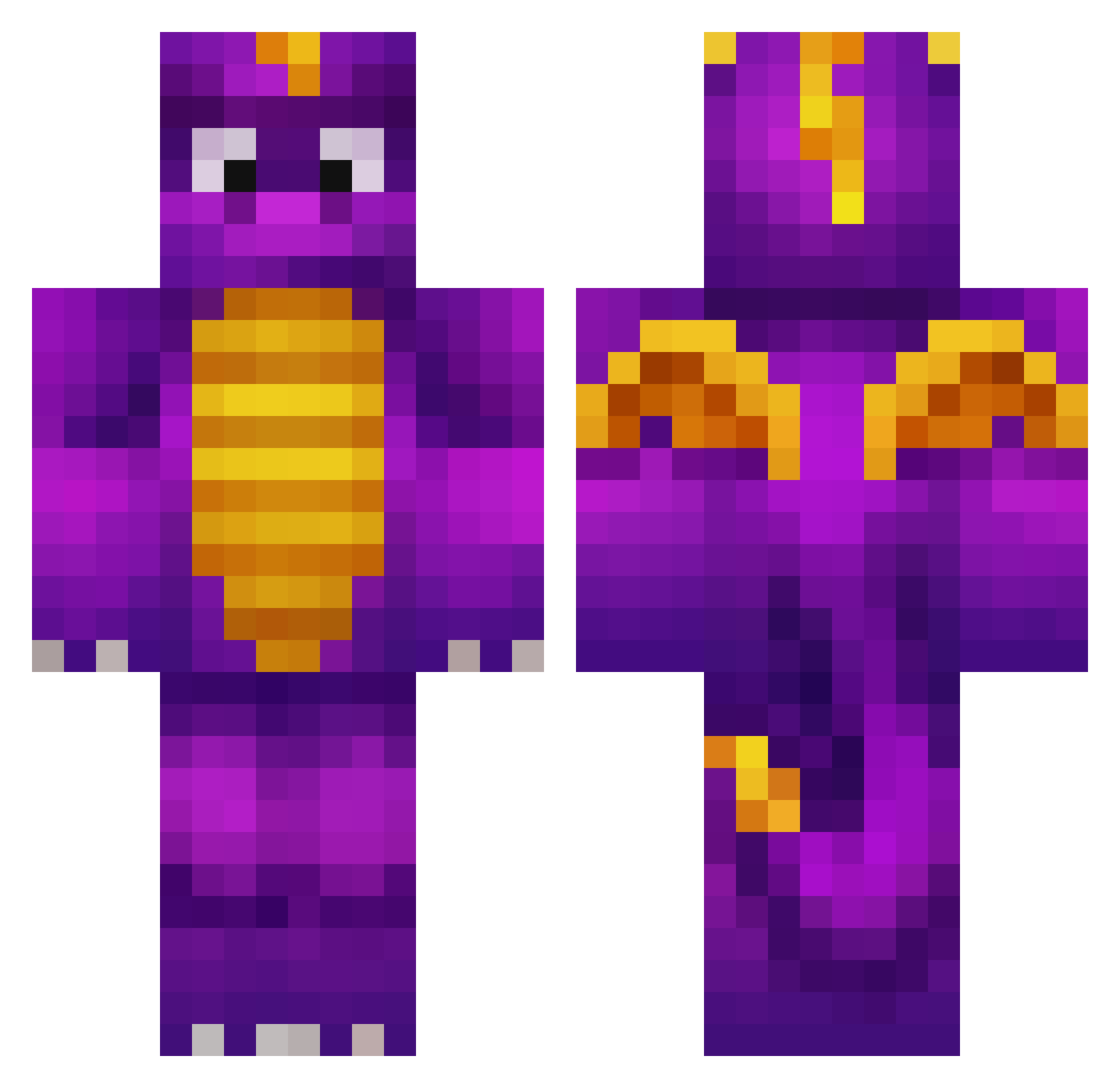Korodie Minecraft skin, front and back view