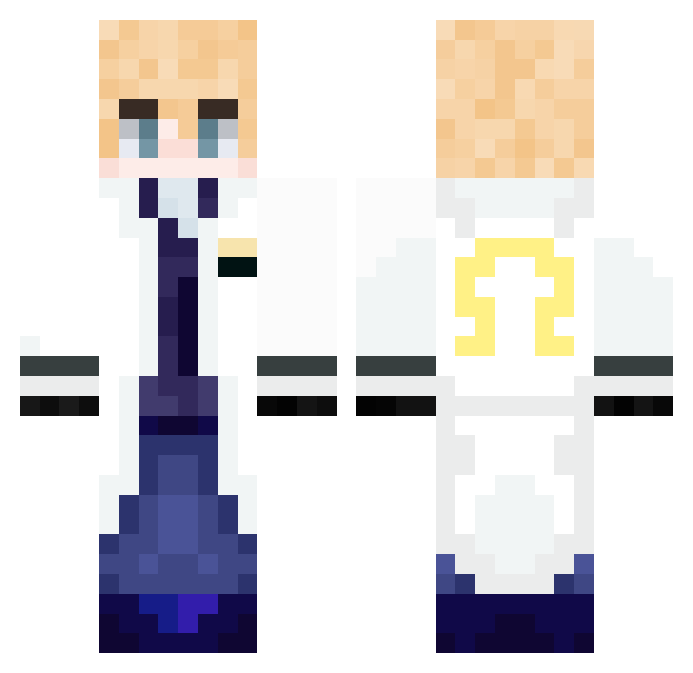 Puckaro0 Minecraft skin, front and back view