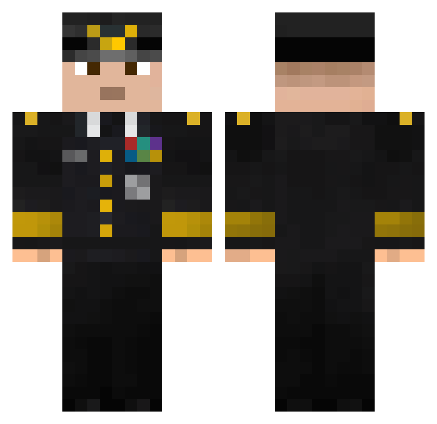 Rhenic Minecraft skin, front and back view