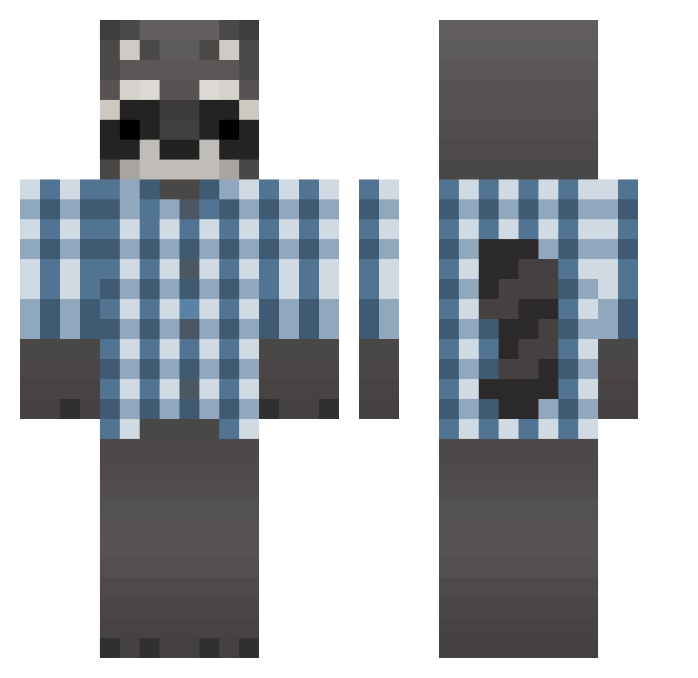 sinistervvs Minecraft skin, front and back view