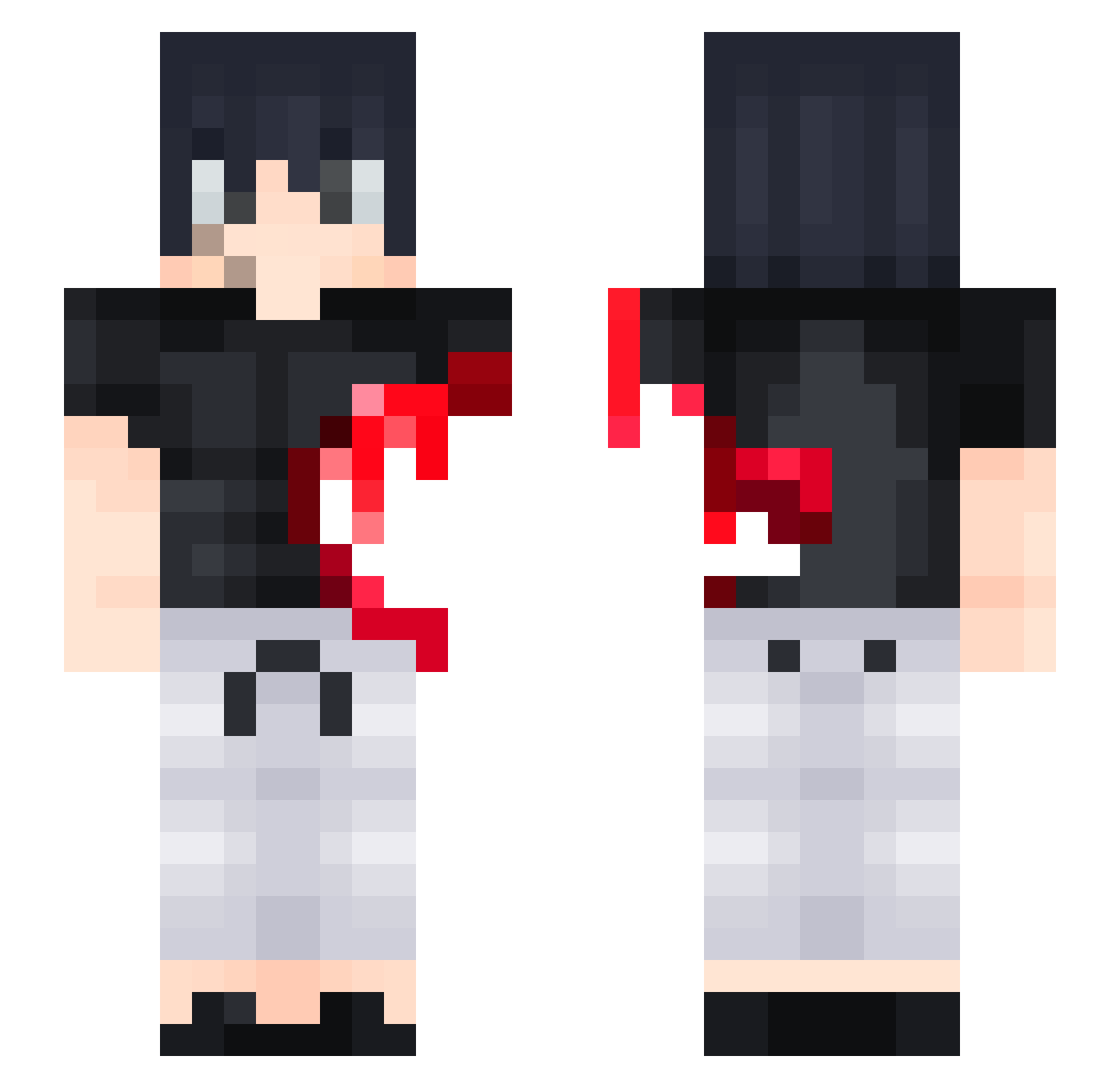 ItachiProdigy Minecraft skin, front and back view