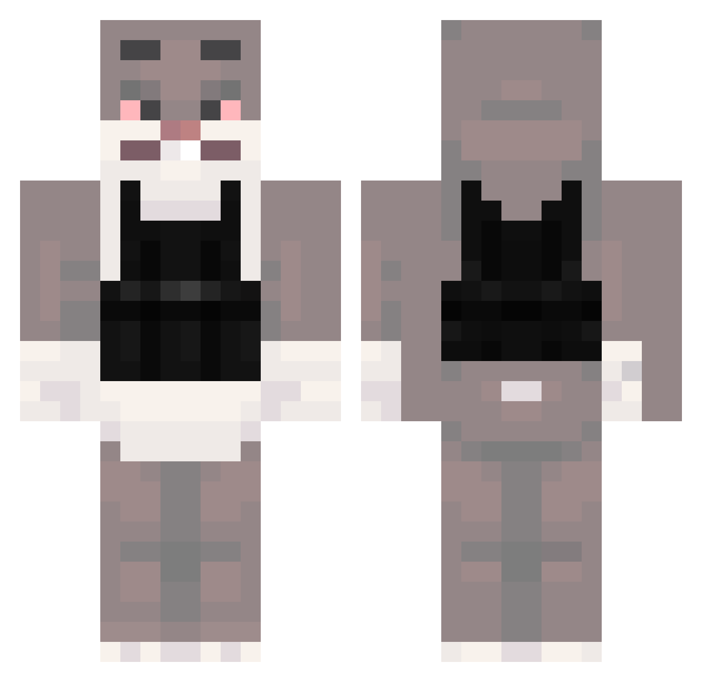 RYV0 Minecraft skin, front and back view